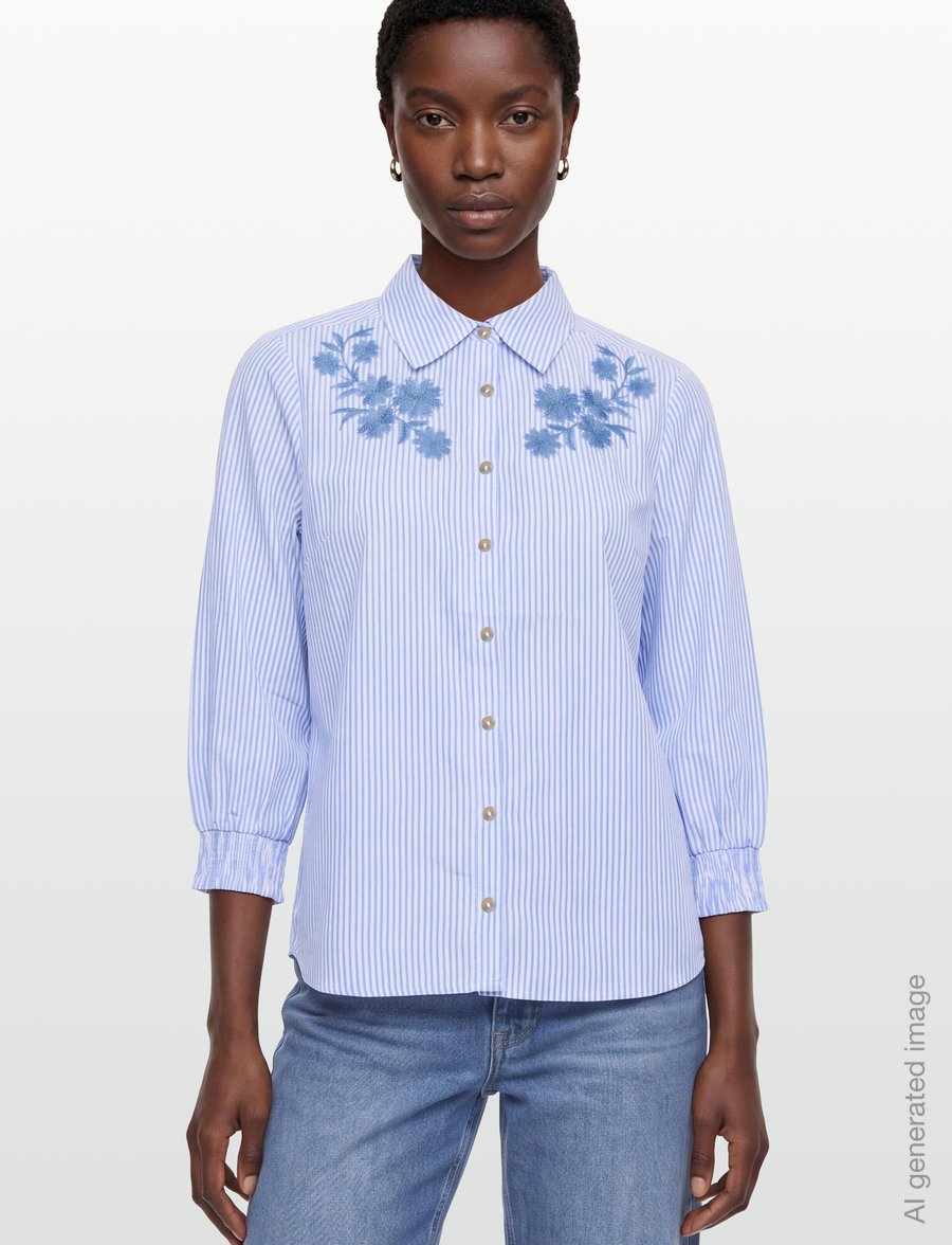 FREE/QUENT - FQESEVALINA-SHIRT - långärmade skjortor - star off-white w. della r blue - 3