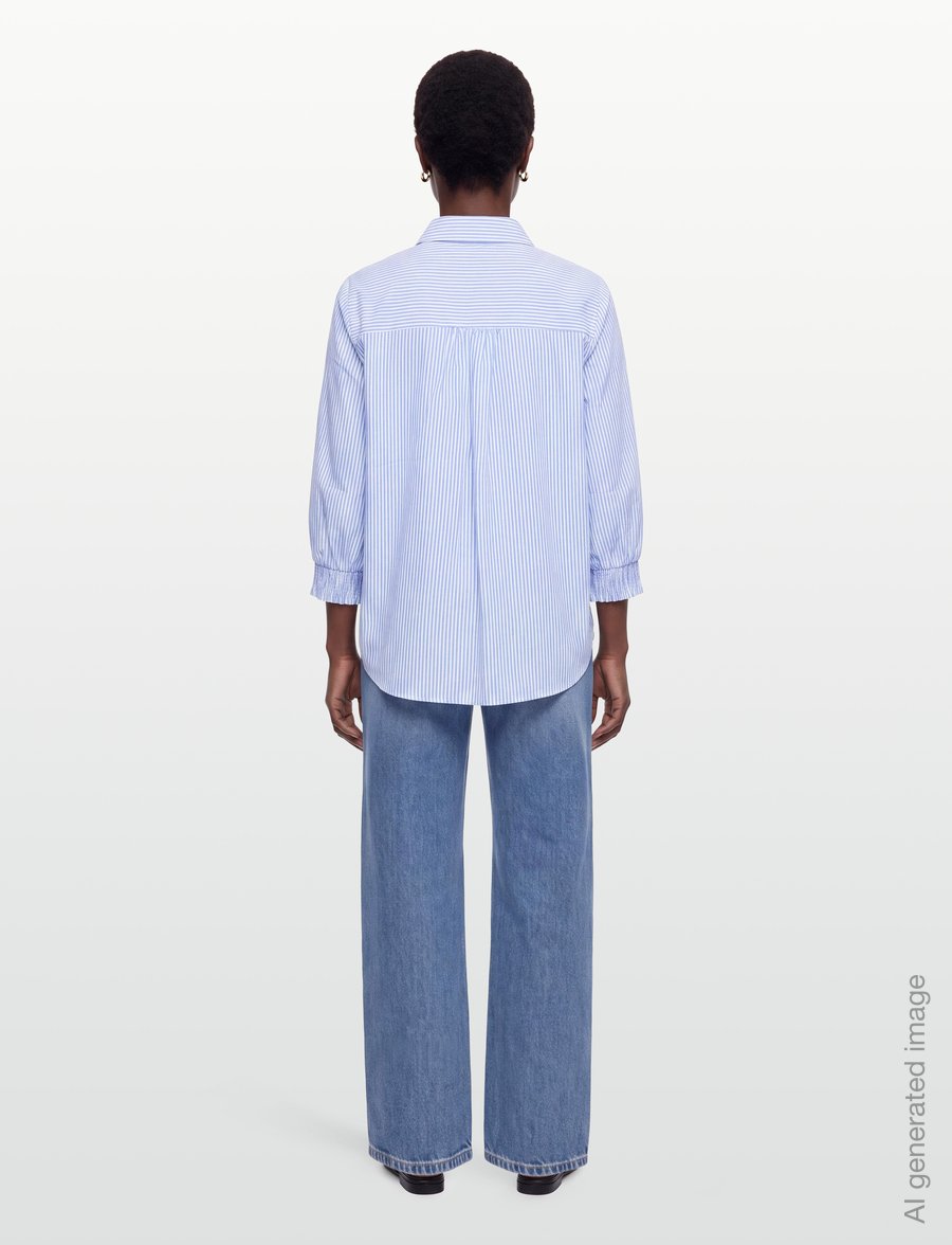 FREE/QUENT - FQESEVALINA-SHIRT - långärmade skjortor - star off-white w. della r blue - 4