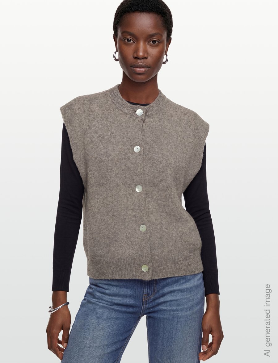 FREE/QUENT - FQALPA-VEST - strickwesten - morel melange - 3