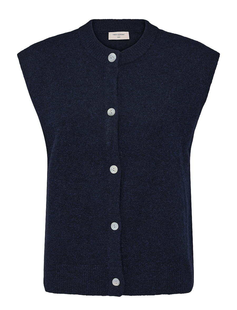 FREE/QUENT - FQALPA-VEST - kootud vestid - navy blazer melange - 1