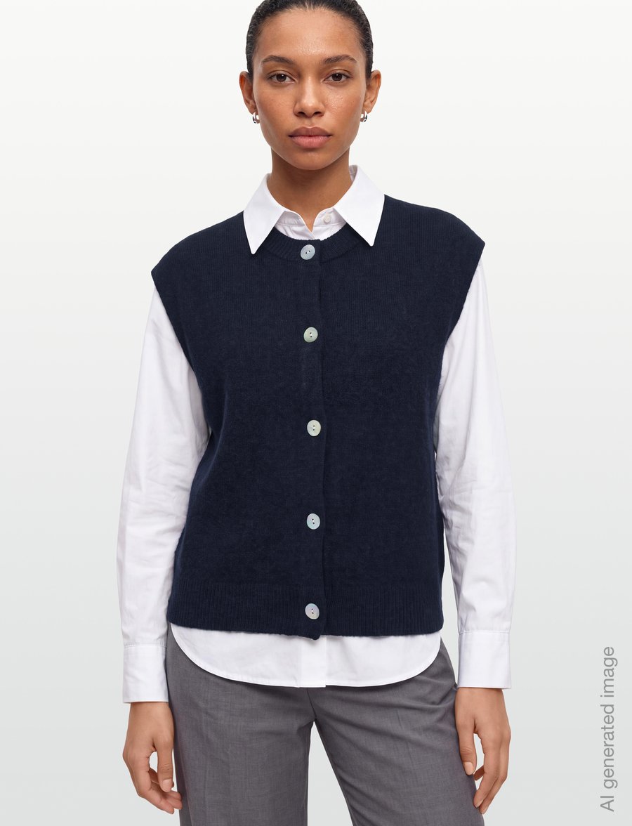 FREE/QUENT - FQALPA-VEST - kootud vestid - navy blazer melange - 3