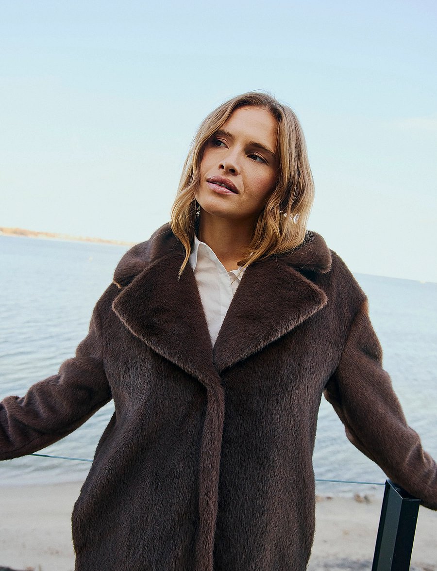 FREE/QUENT - FQMINKY-JACKET - kunstkarusnahk - coffee bean - 3