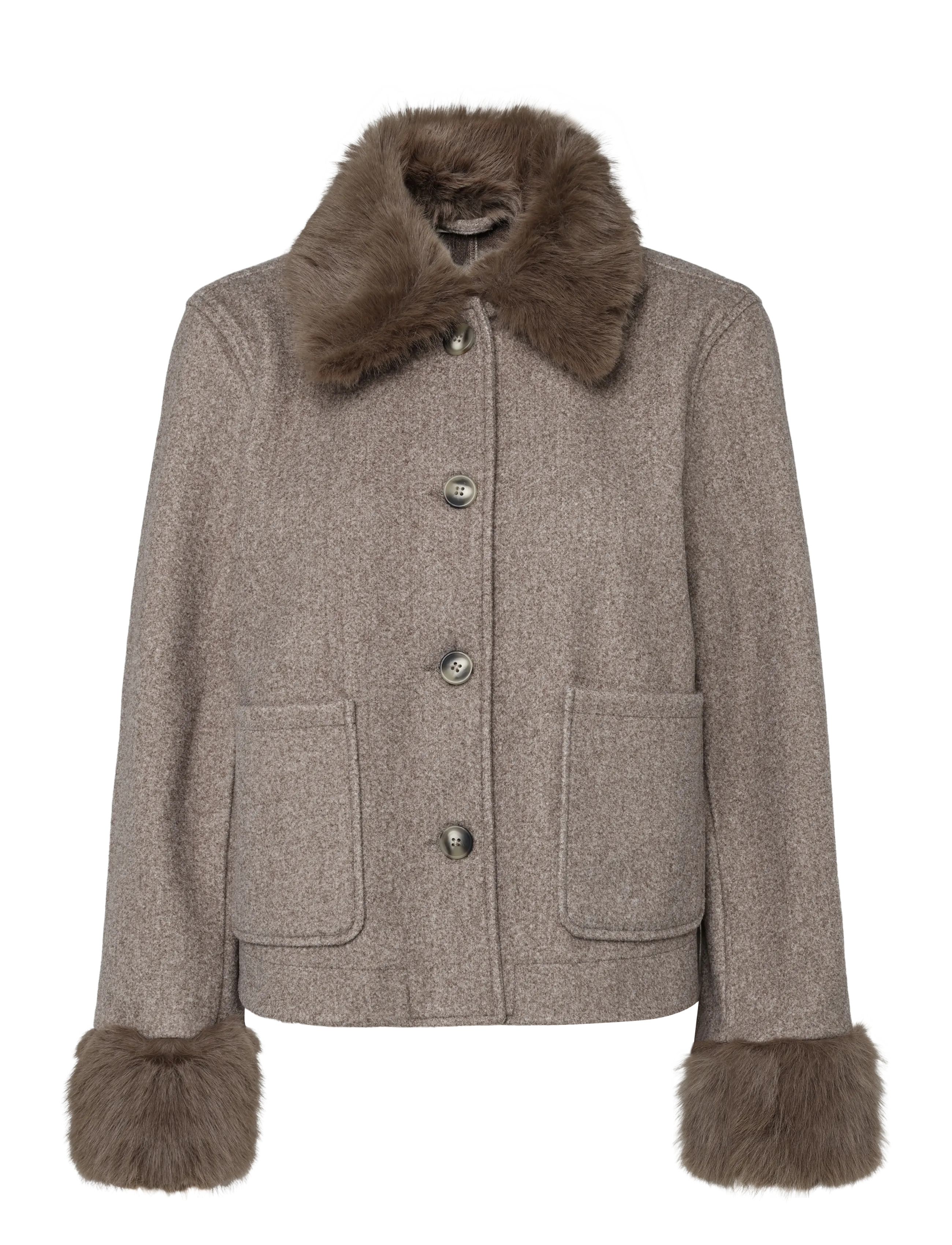 FREE/QUENT - FQYANNA-JACKET - kunstkarusnahk - morel melange - 1