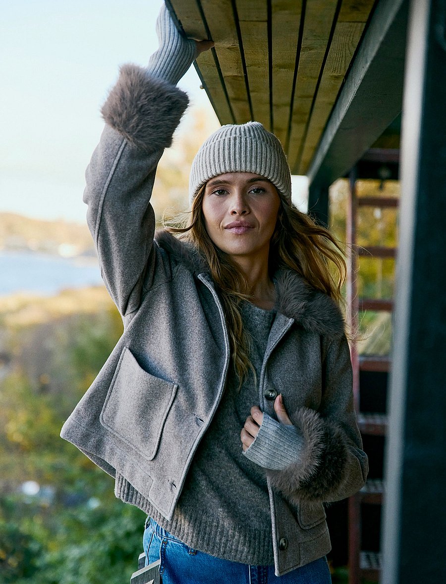 FREE/QUENT - FQYANNA-JACKET - kunstkarusnahk - morel melange - 4
