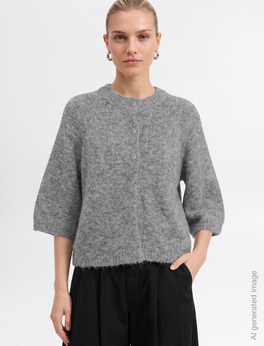 FREE/QUENT - FQGRSLULU-CARDIGAN - cardigans - med. grey melange - 3