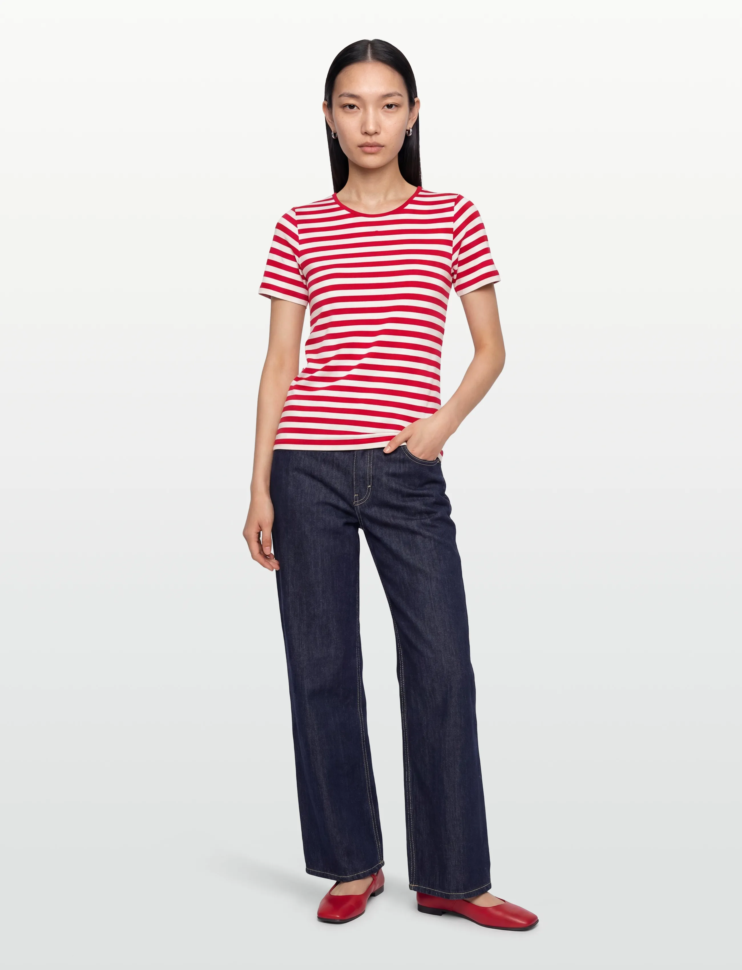 FREE/QUENT Fqliana-Tee, L, Red, T-Shirts & Toppe > Kortærmede, Dame