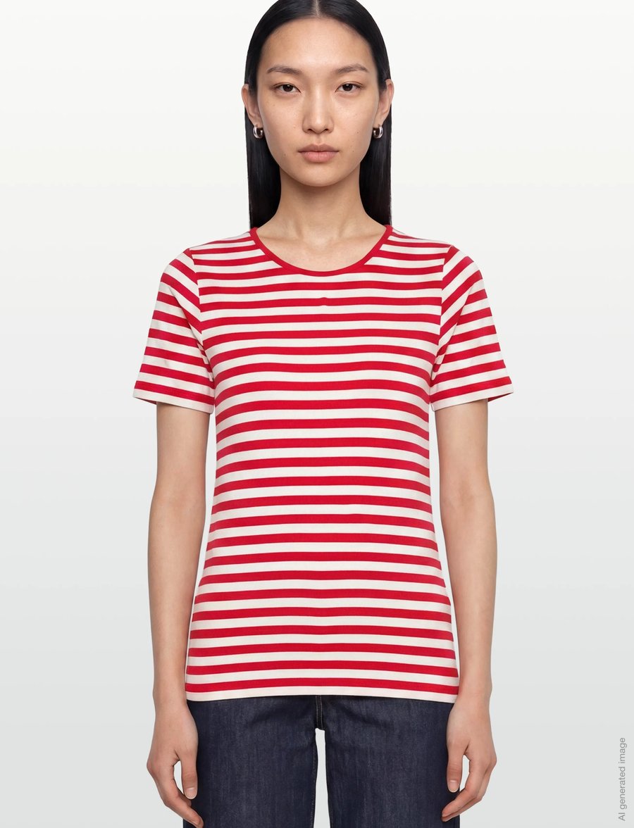 FREE/QUENT - FQLIANA-TEE - t-shirts - true red w. star off-white - 3