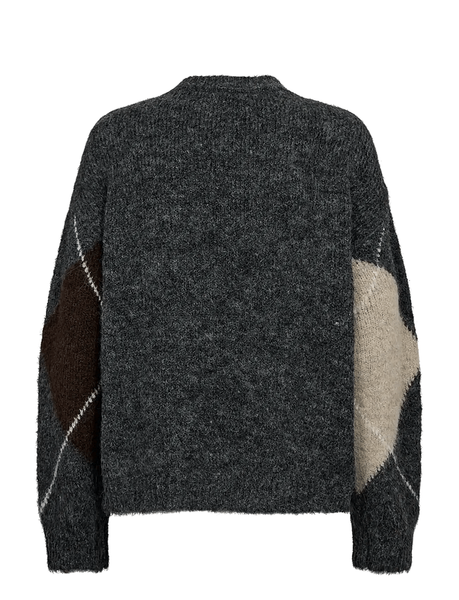 FREE/QUENT - FQGRSLULU-PULLOVER - stickade tröjor - dark grey ml w. oyster grey ml - 1