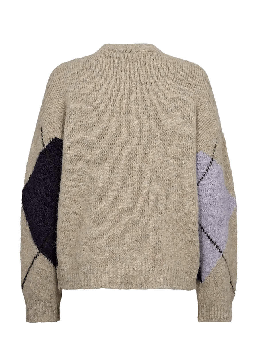 FREE/QUENT - FQGRSLULU-PULLOVER - striktrøjer - oyster grey mel w. iris mel - 2