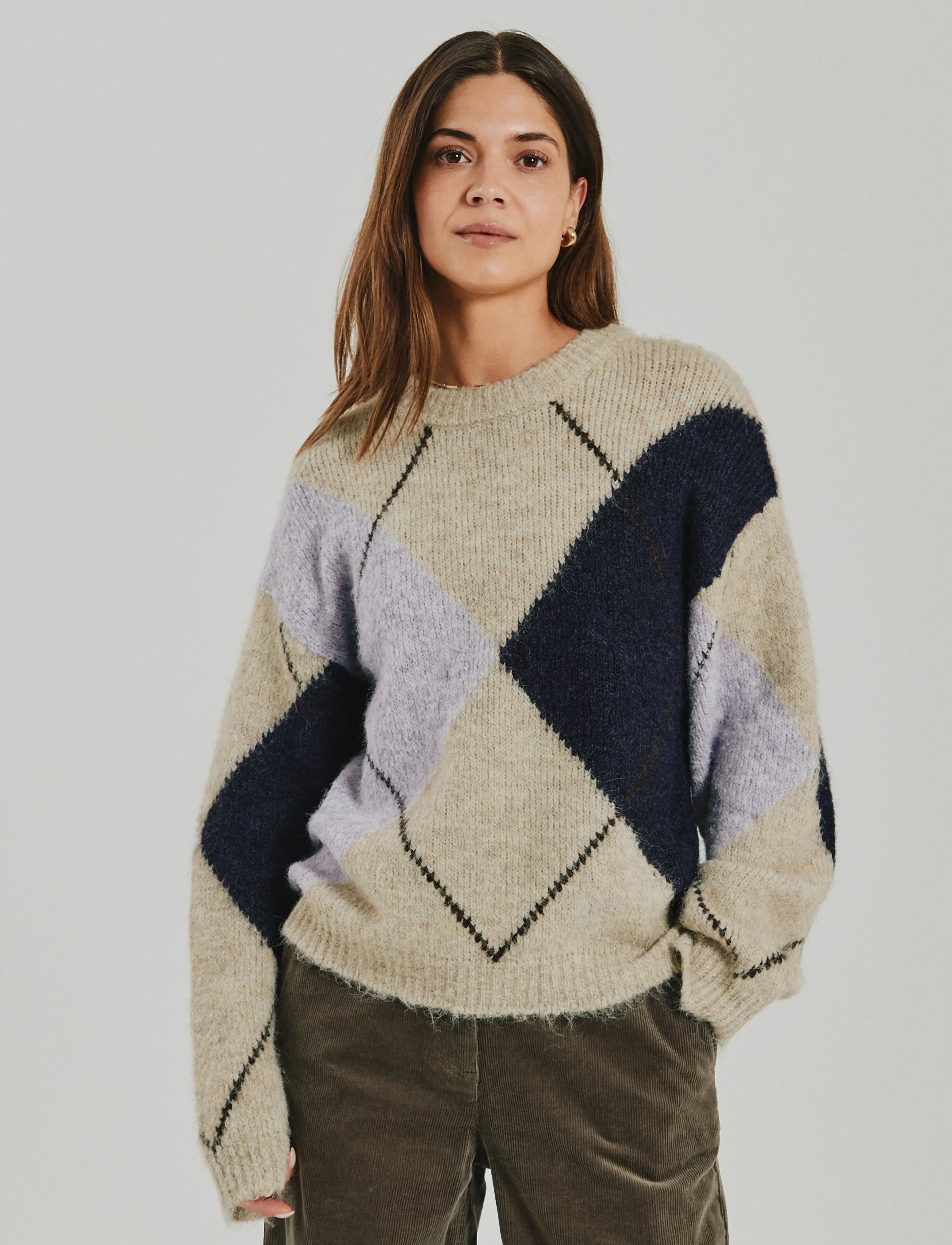FREE/QUENT - FQGRSLULU-PULLOVER - oyster grey mel w. iris mel - 0