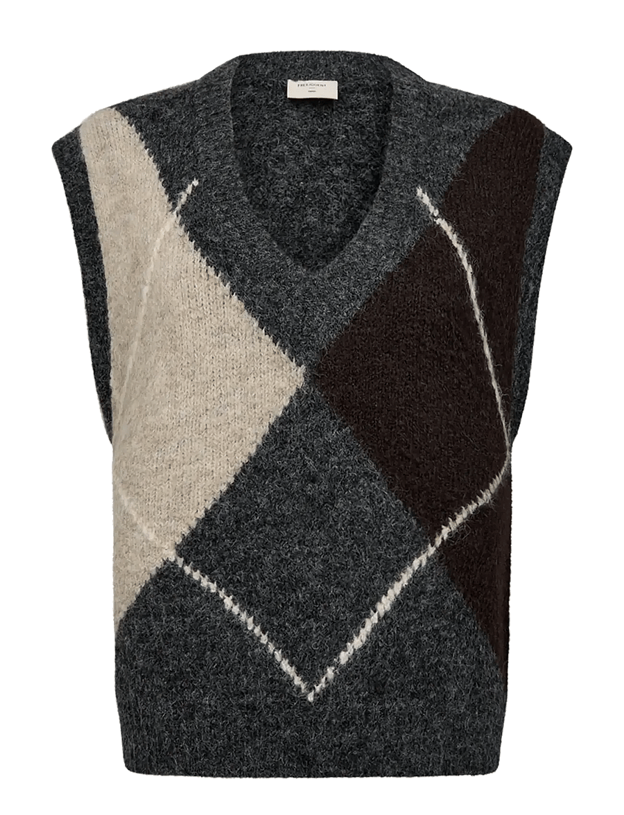 FREE/QUENT - FQGRSLULU-WAISTCOAT - strikveste - dark grey ml w. oyster grey ml - 0