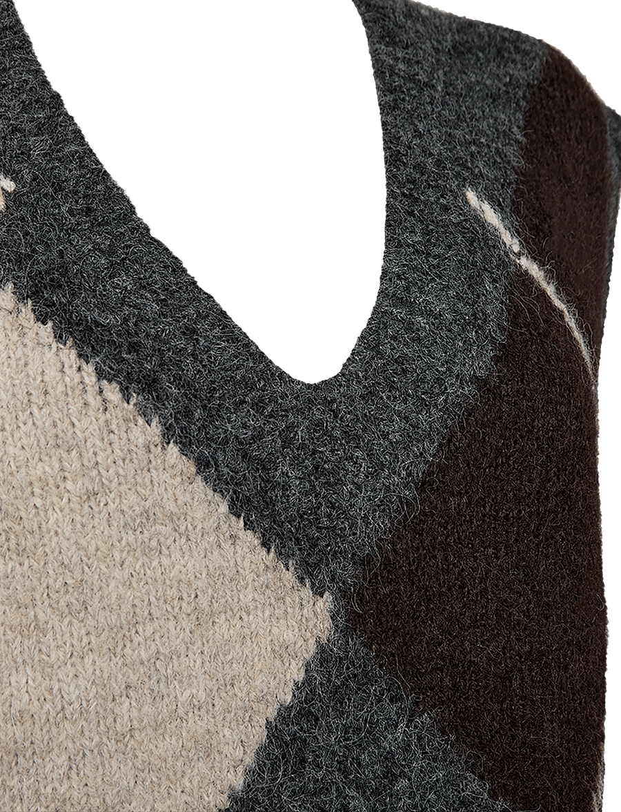 FREE/QUENT - FQGRSLULU-WAISTCOAT - strikveste - dark grey ml w. oyster grey ml - 2