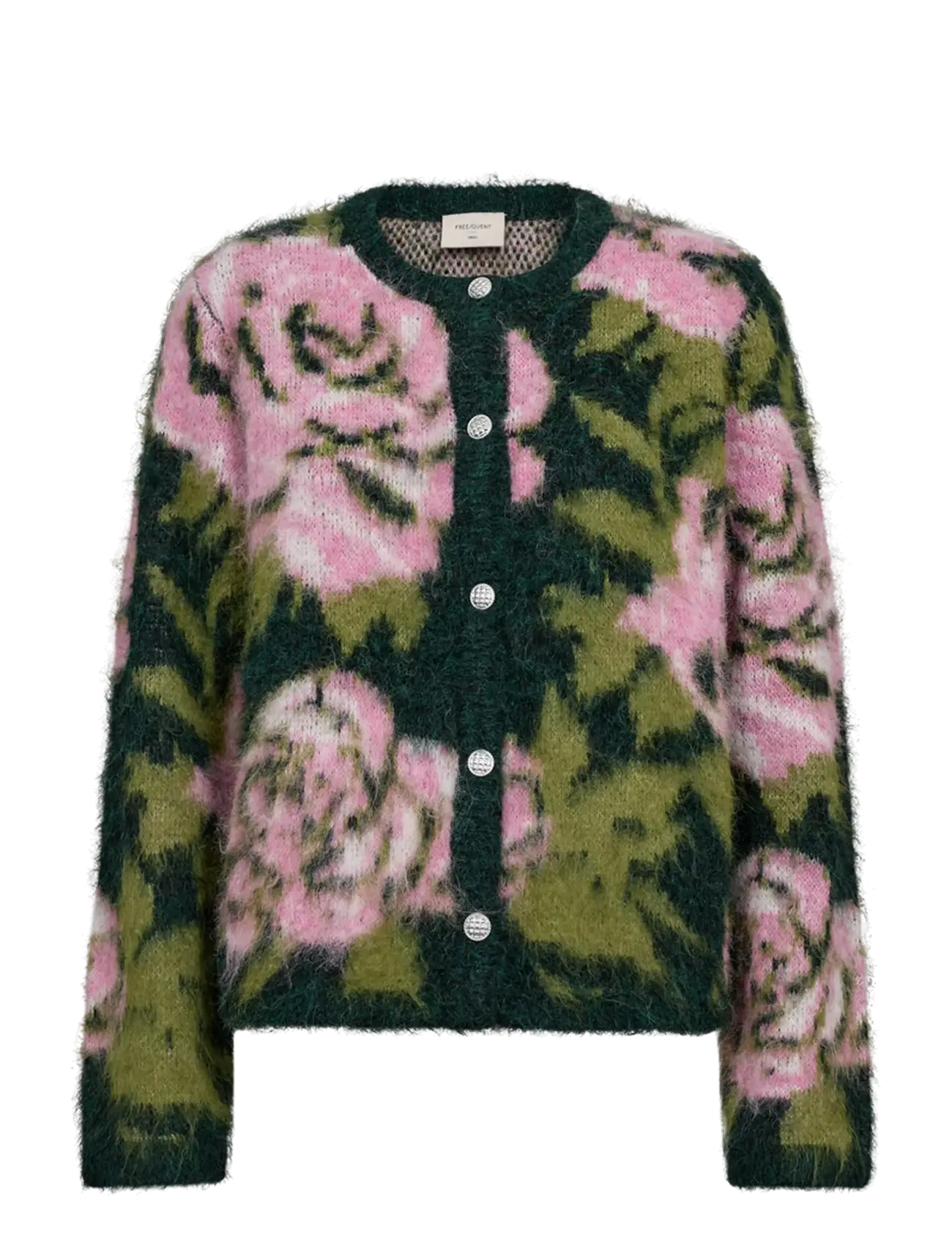 FREE/QUENT FQLIPPI-CARDIGAN - Strickmode - DEEP FOREST MEL W. F. PINK MEL / green
