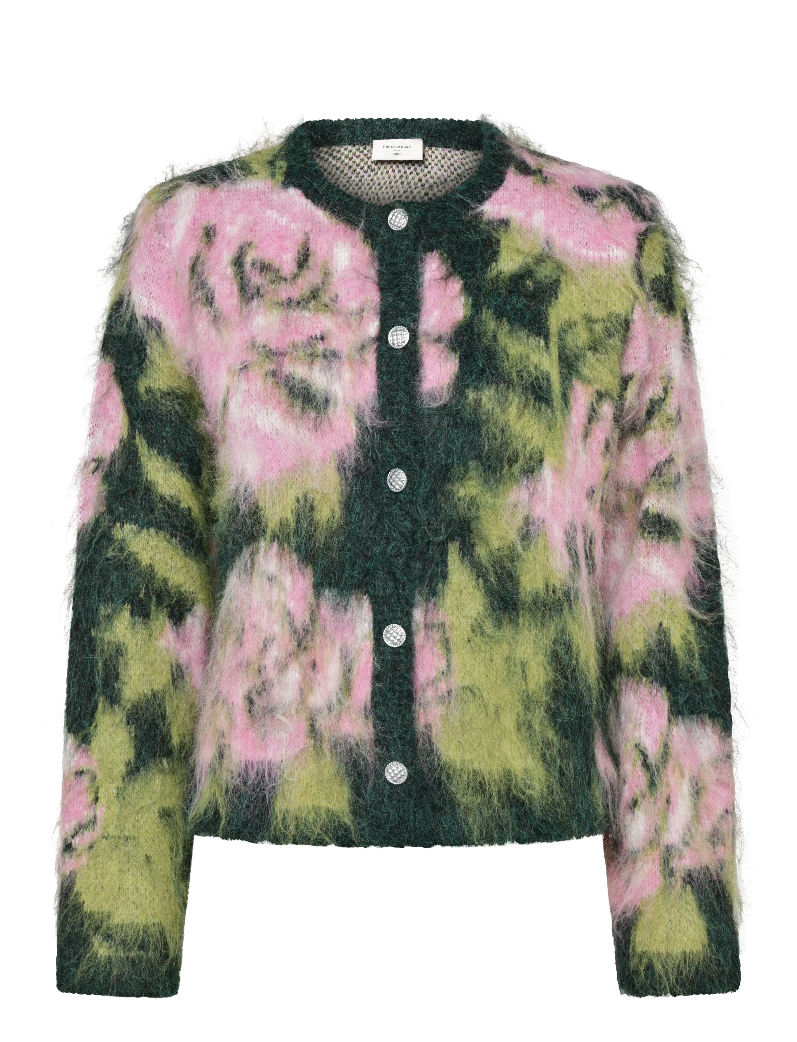 FREE/QUENT FQLIPPI-CARDIGAN - Cardigans - DEEP FOREST MEL W. F. PINK MEL / green