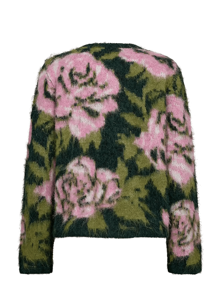 FREE/QUENT - FQLIPPI-CARDIGAN - cardigans - deep forest mel w. f. pink mel - 2