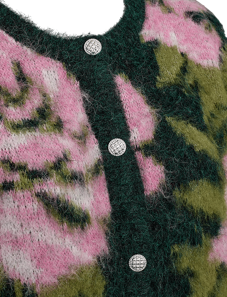 FREE/QUENT - FQLIPPI-CARDIGAN - cardigans - deep forest mel w. f. pink mel - 5