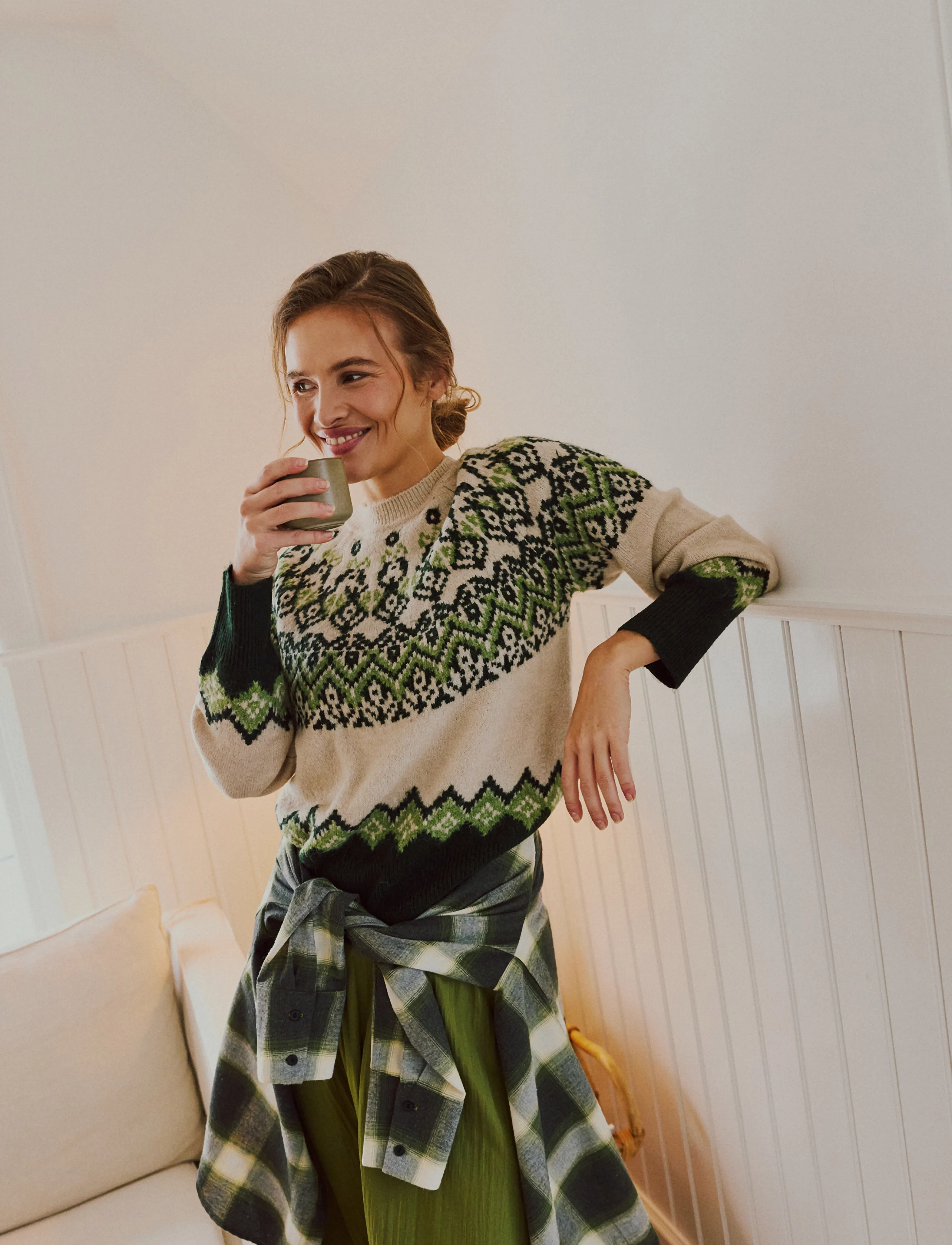 FREE/QUENT - FQMERLA-PULLOVER - jumpers - moonbeam w. deep forest - 0