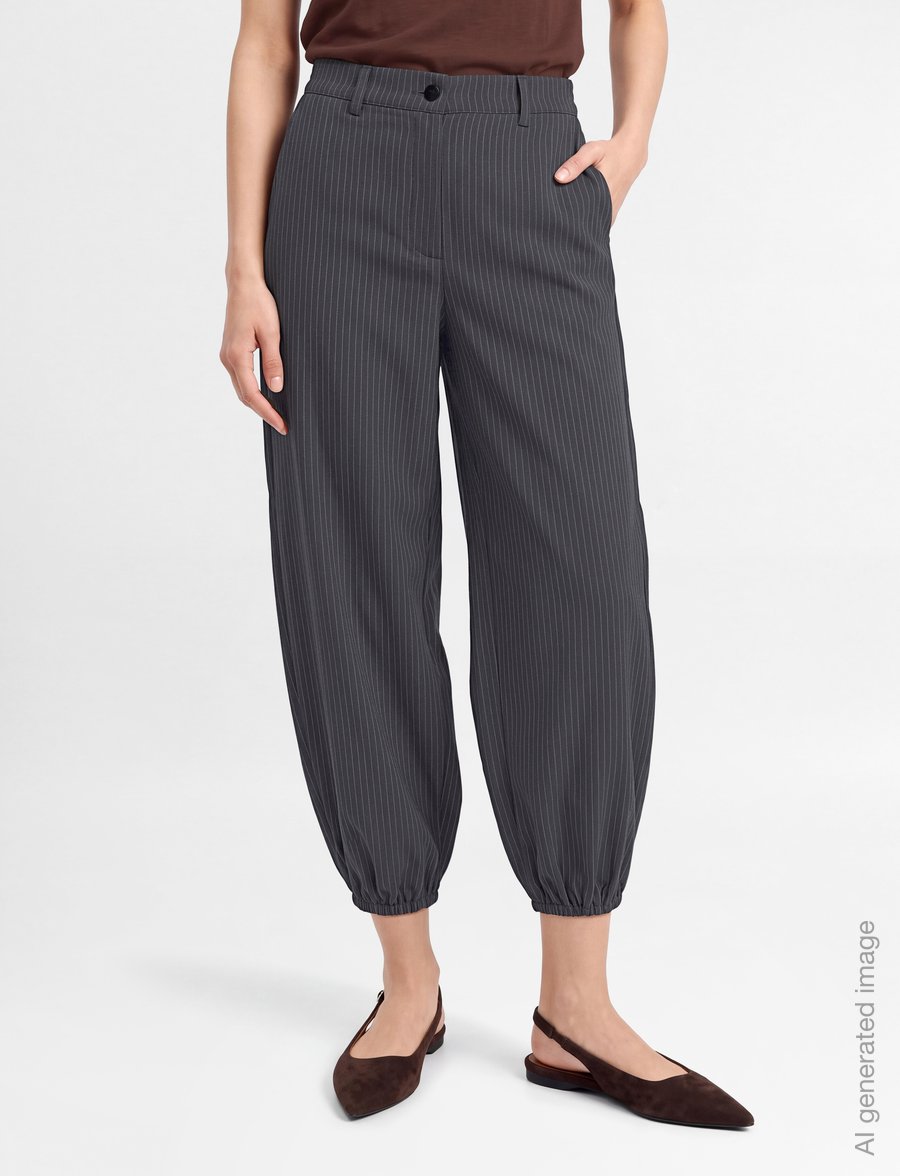 FREE/QUENT - FQMALI-PANTS - hosen mit geradem bein - dark grey mel w star off-white - 3