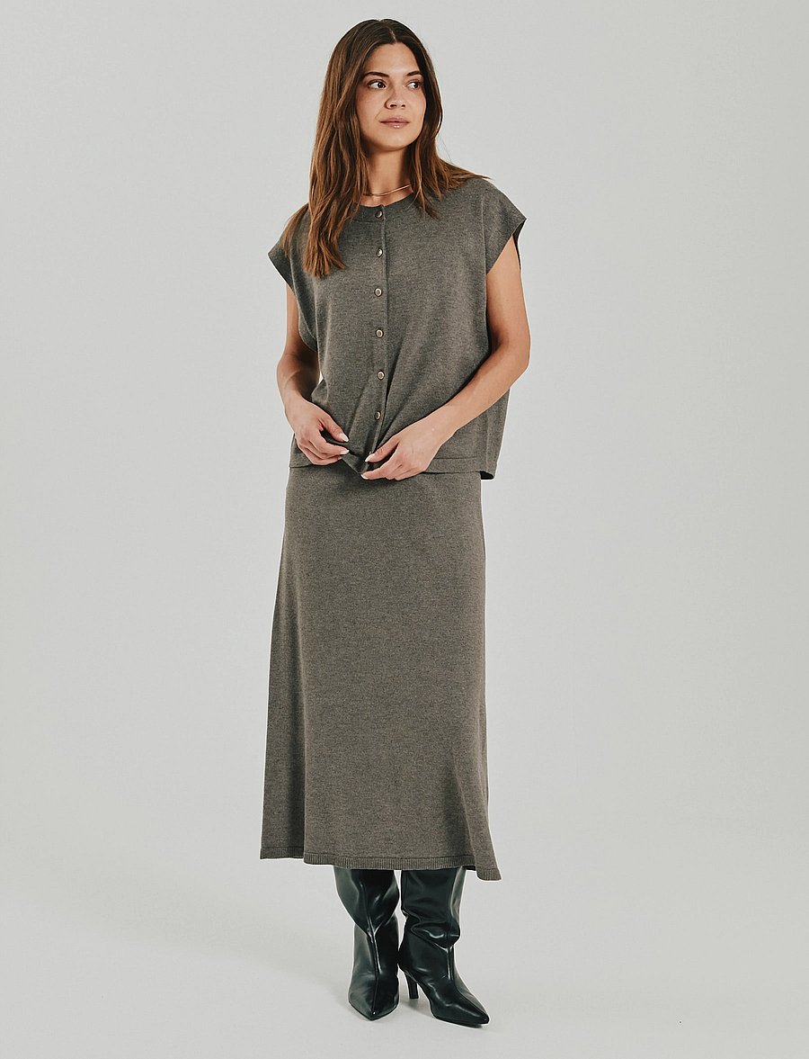 FREE/QUENT - FQKATIE-WAISTCOAT - morel melange - 0