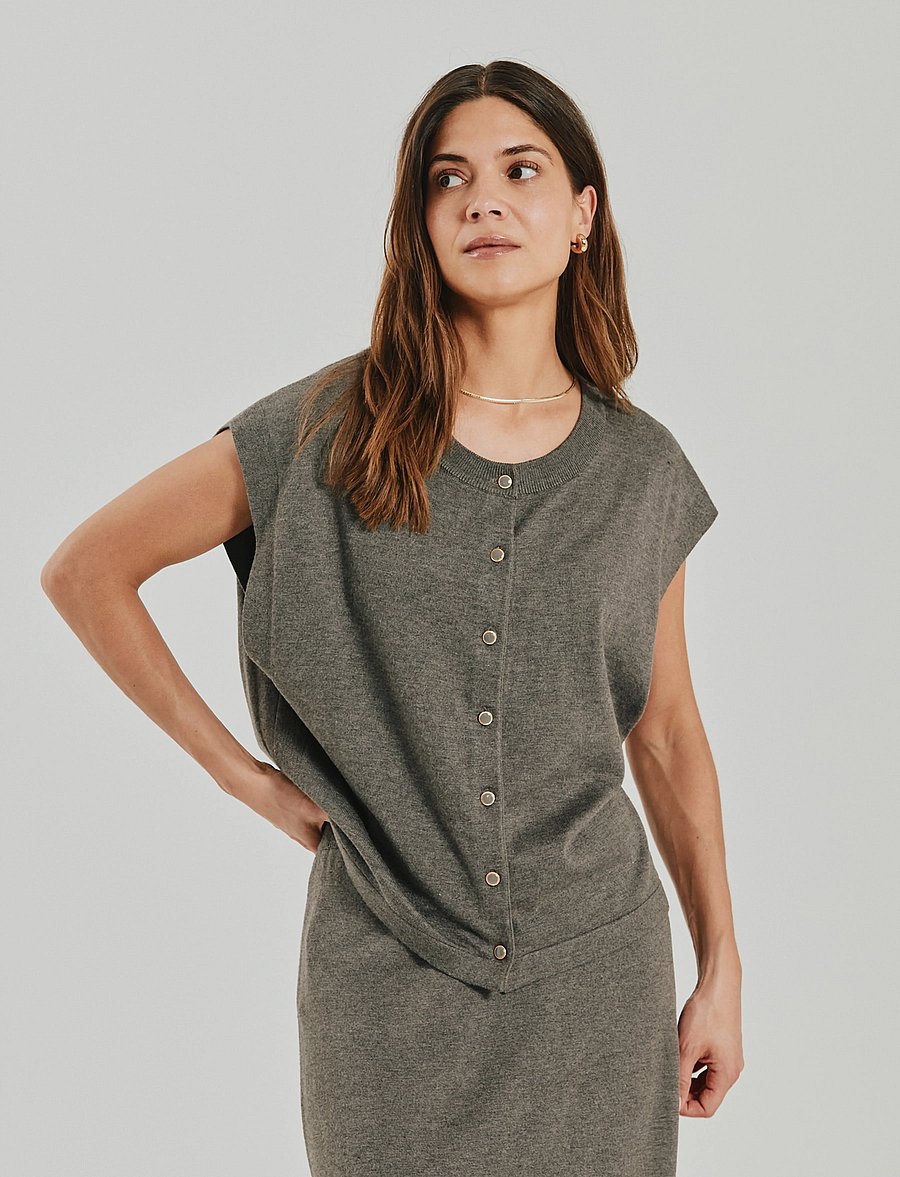 FREE/QUENT - FQKATIE-WAISTCOAT - morel melange - 3