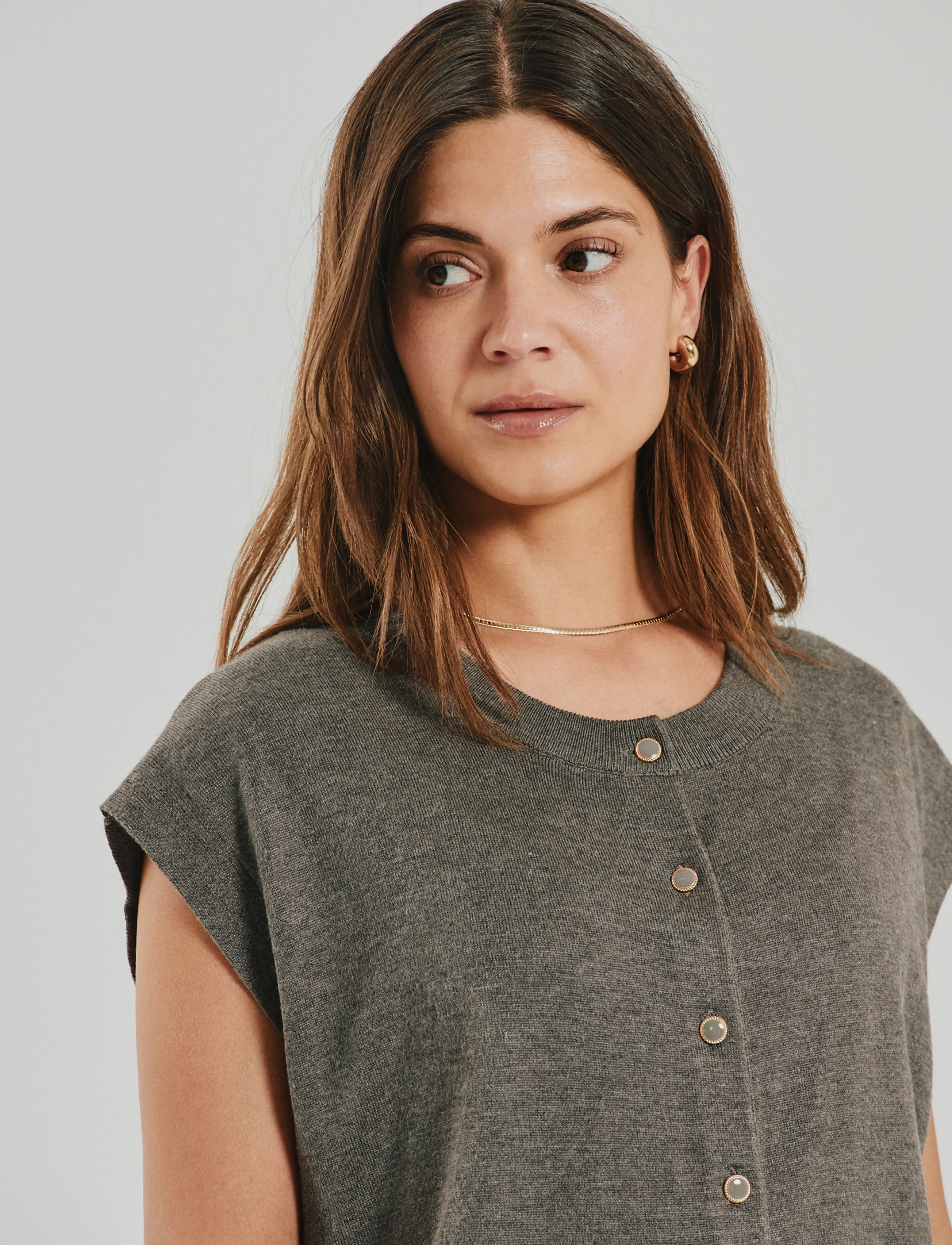 FREE/QUENT - FQKATIE-WAISTCOAT - morel melange - 4