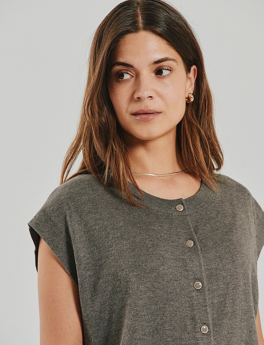 FREE/QUENT - FQKATIE-WAISTCOAT - morel melange - 4