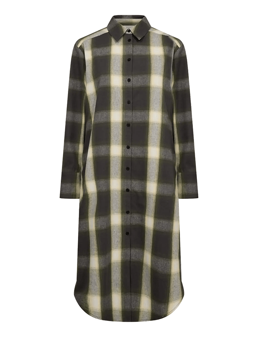 FREE/QUENT - FQERINO-DRESS - skjortklänningar - dark grey mel w calliste green - 1