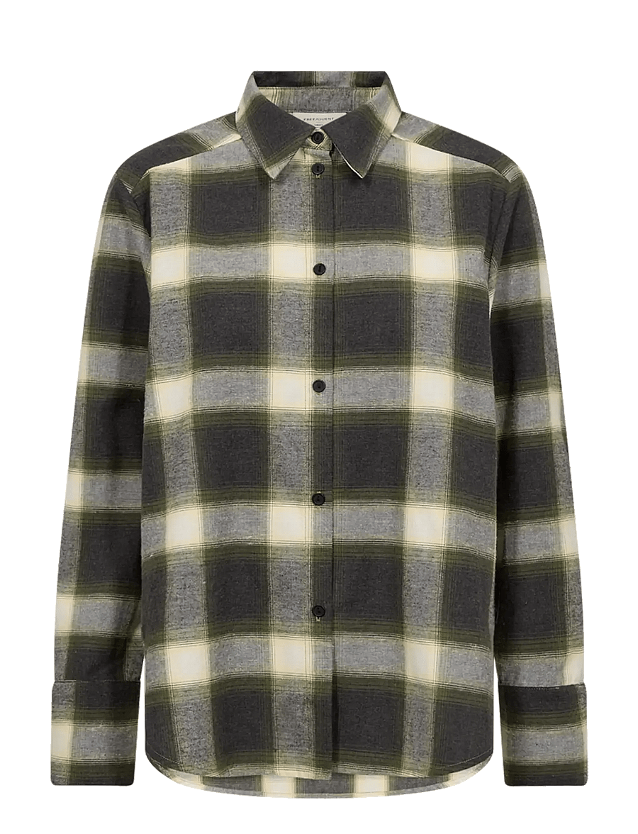 FREE/QUENT - FQERINO-SHIRT - langärmlige hemden - dark grey mel w calliste green - 1