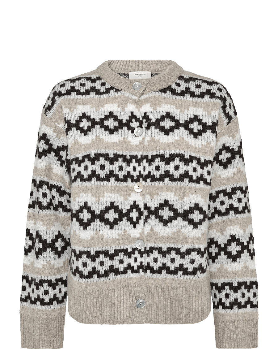 FREE/QUENT - FQALPA-CARDIGAN - cardigans - silver m mel w star off-white - 0