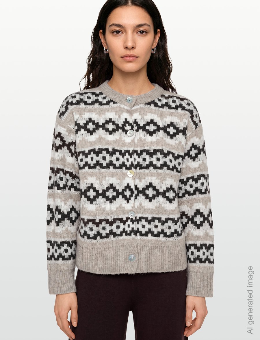 FREE/QUENT - FQALPA-CARDIGAN - cardigans - silver m mel w star off-white - 3