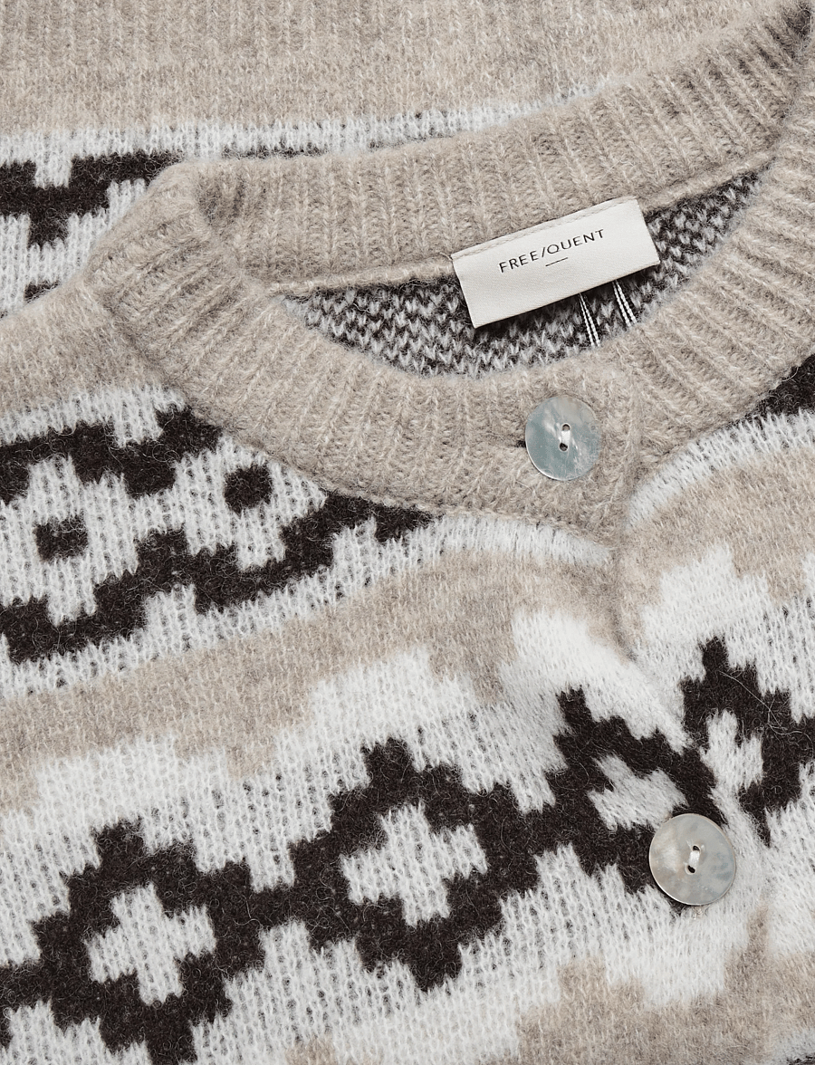 FREE/QUENT - FQALPA-CARDIGAN - cardigans - silver m mel w star off-white - 2