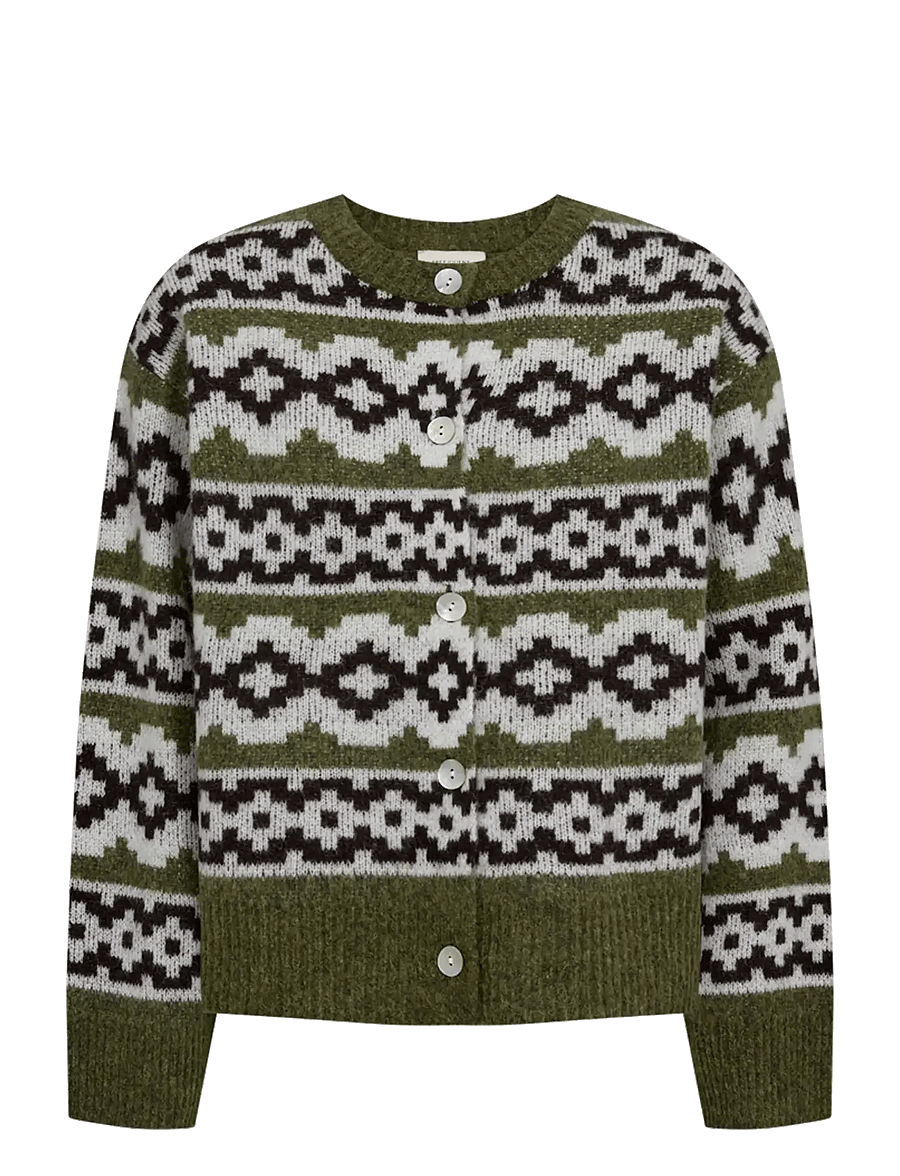 FREE/QUENT - FQALPA-CARDIGAN - strickjacken - cal. green mel w. s. off-white - 1