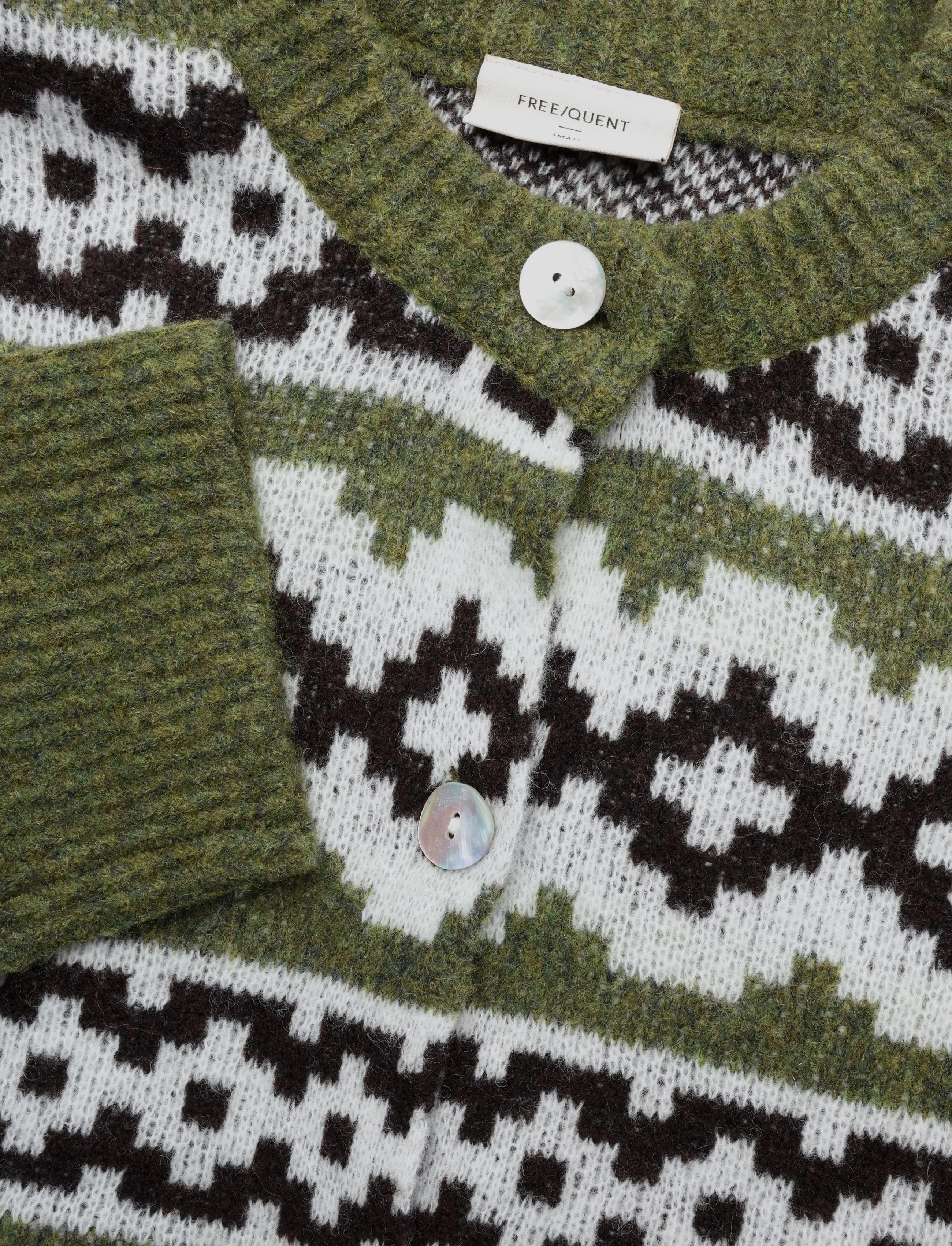 FREE/QUENT - FQALPA-CARDIGAN - cardigans - cal. green mel w. s. off-white - 3