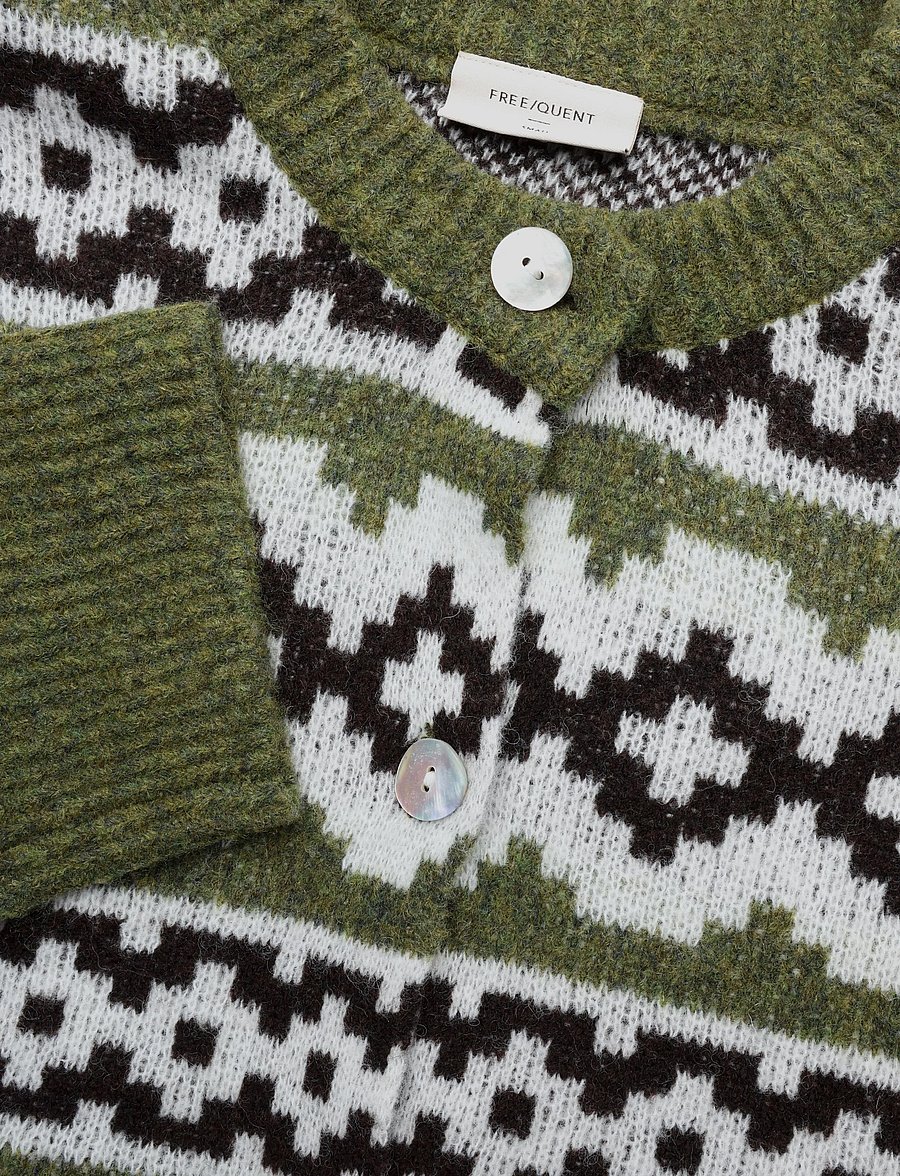 FREE/QUENT - FQALPA-CARDIGAN - cardigans - cal. green mel w. s. off-white - 3