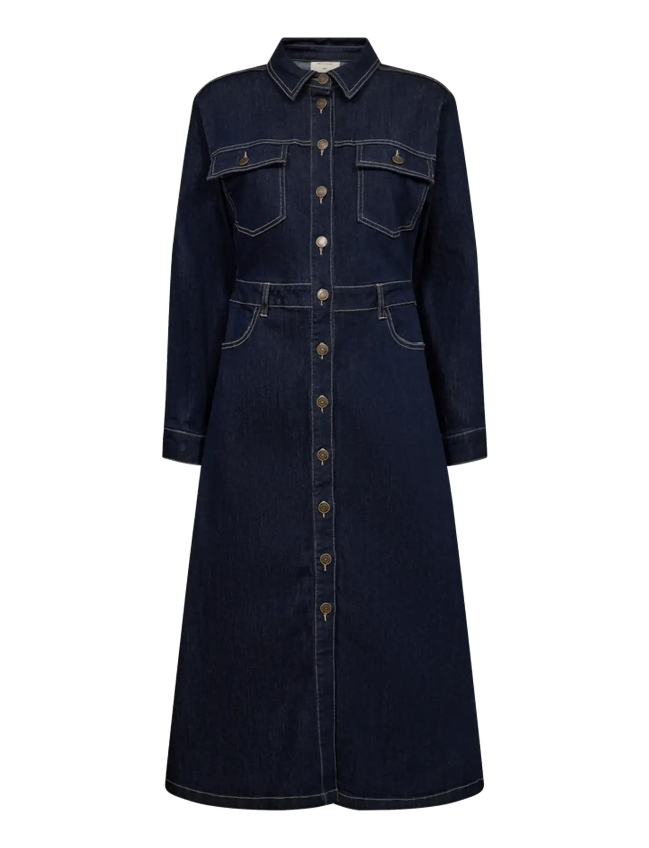 FREE/QUENT - FQSARA-DRESS - skjortklänningar - dark blue denim - 1