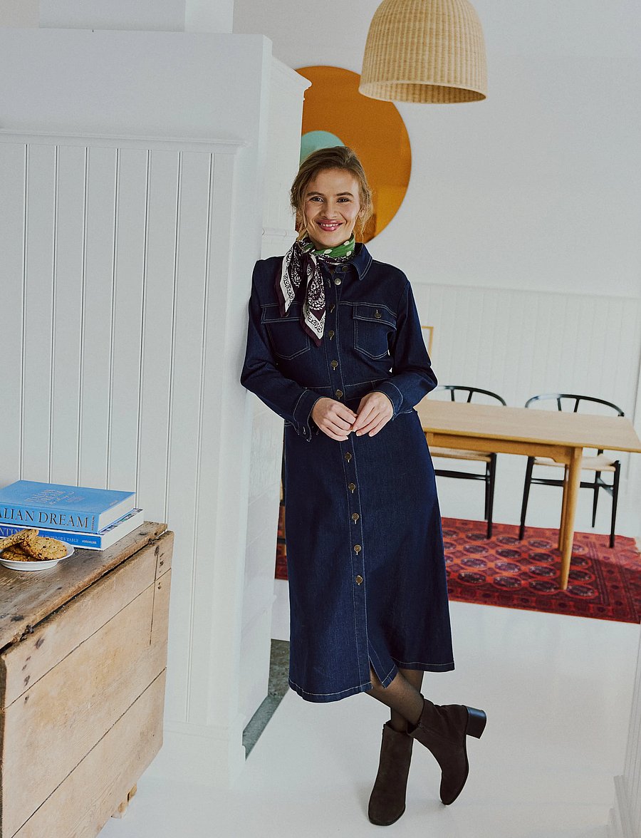FREE/QUENT - FQSARA-DRESS - skjortklänningar - dark blue denim - 0