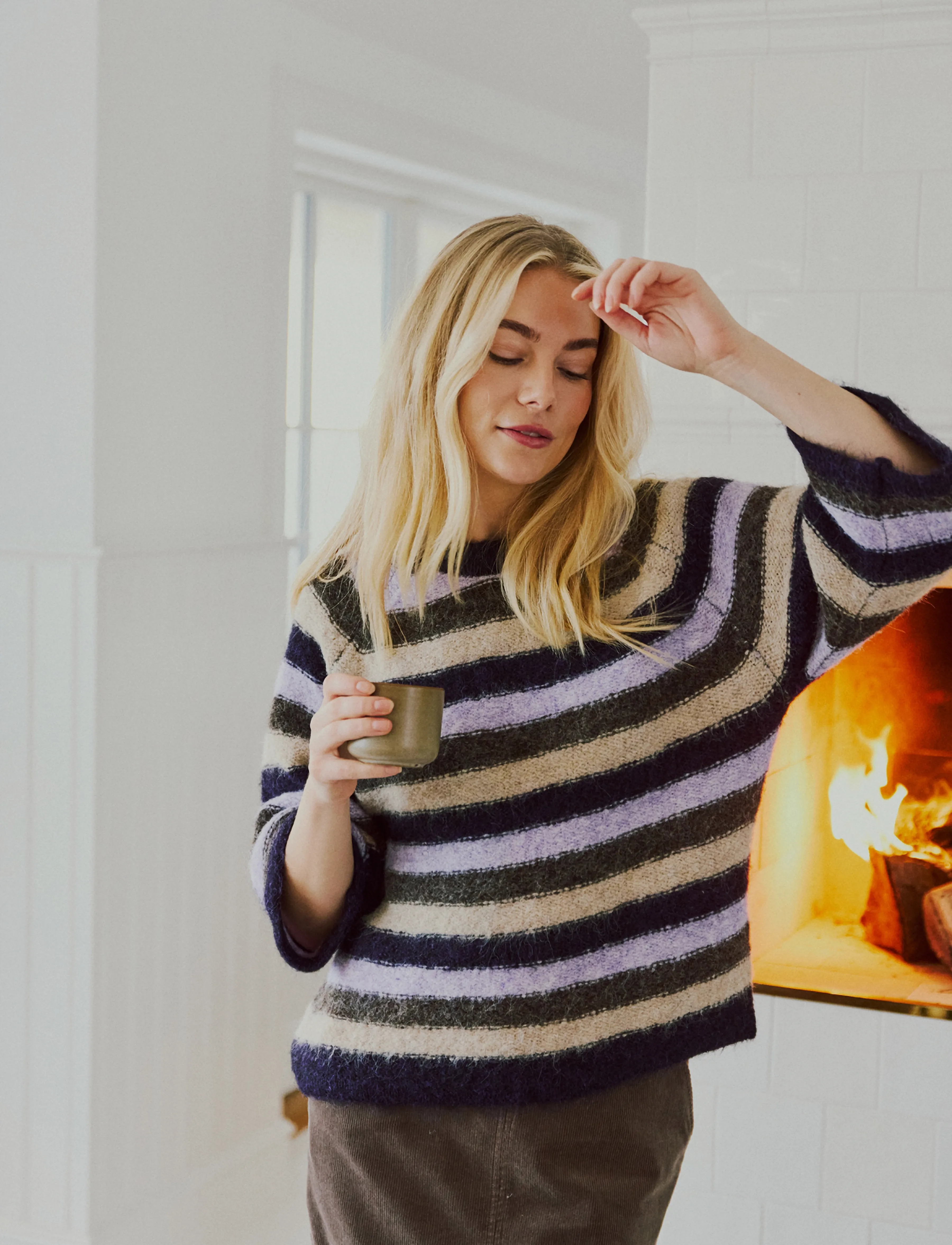 FREE/QUENT - FQGRSLULU-PULLOVER - jumpers - nightshade mel w. iris mel - 3