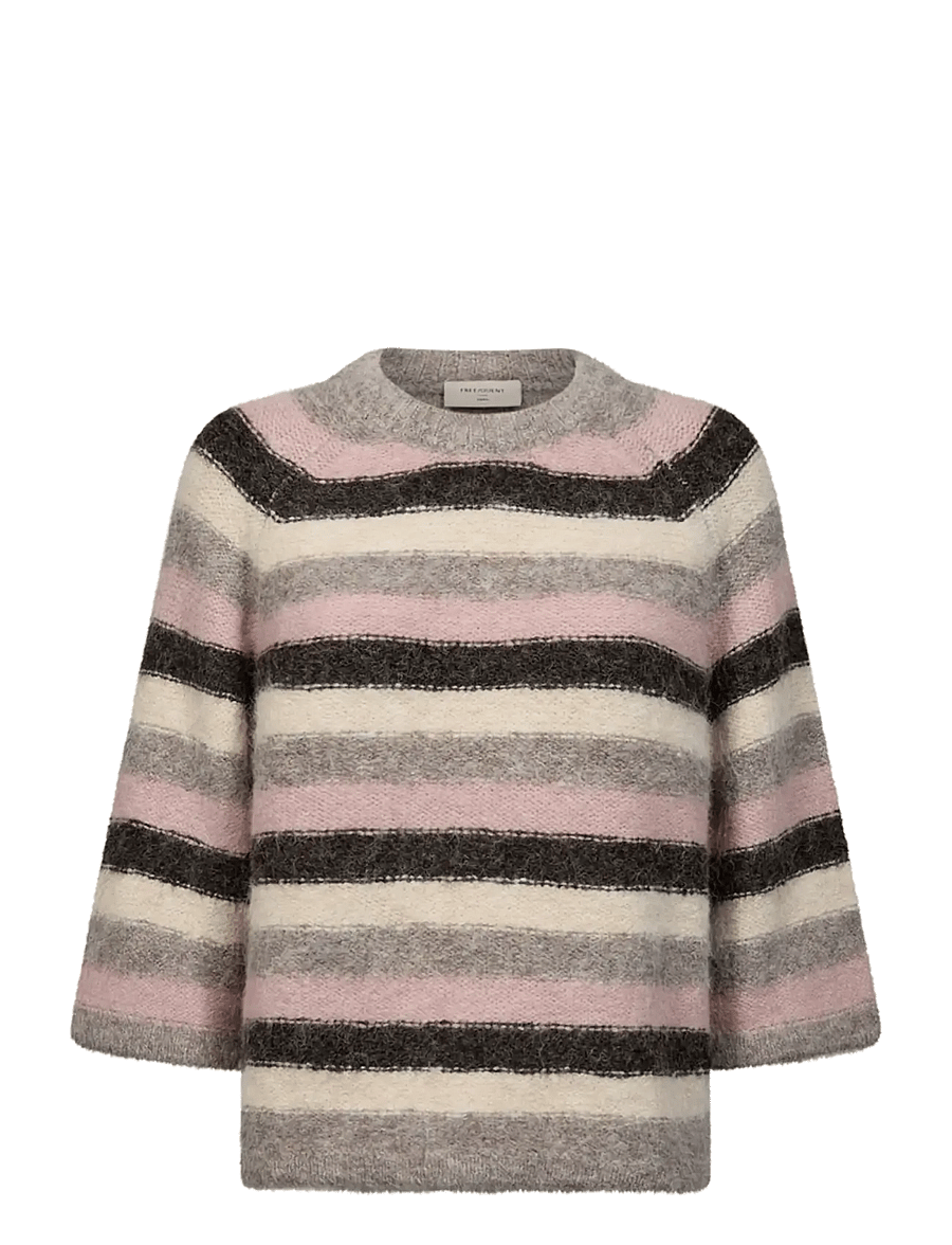 FREE/QUENT - FQGRSLULU-PULLOVER - striktrøjer - desert taupe mel w pale m mel - 0