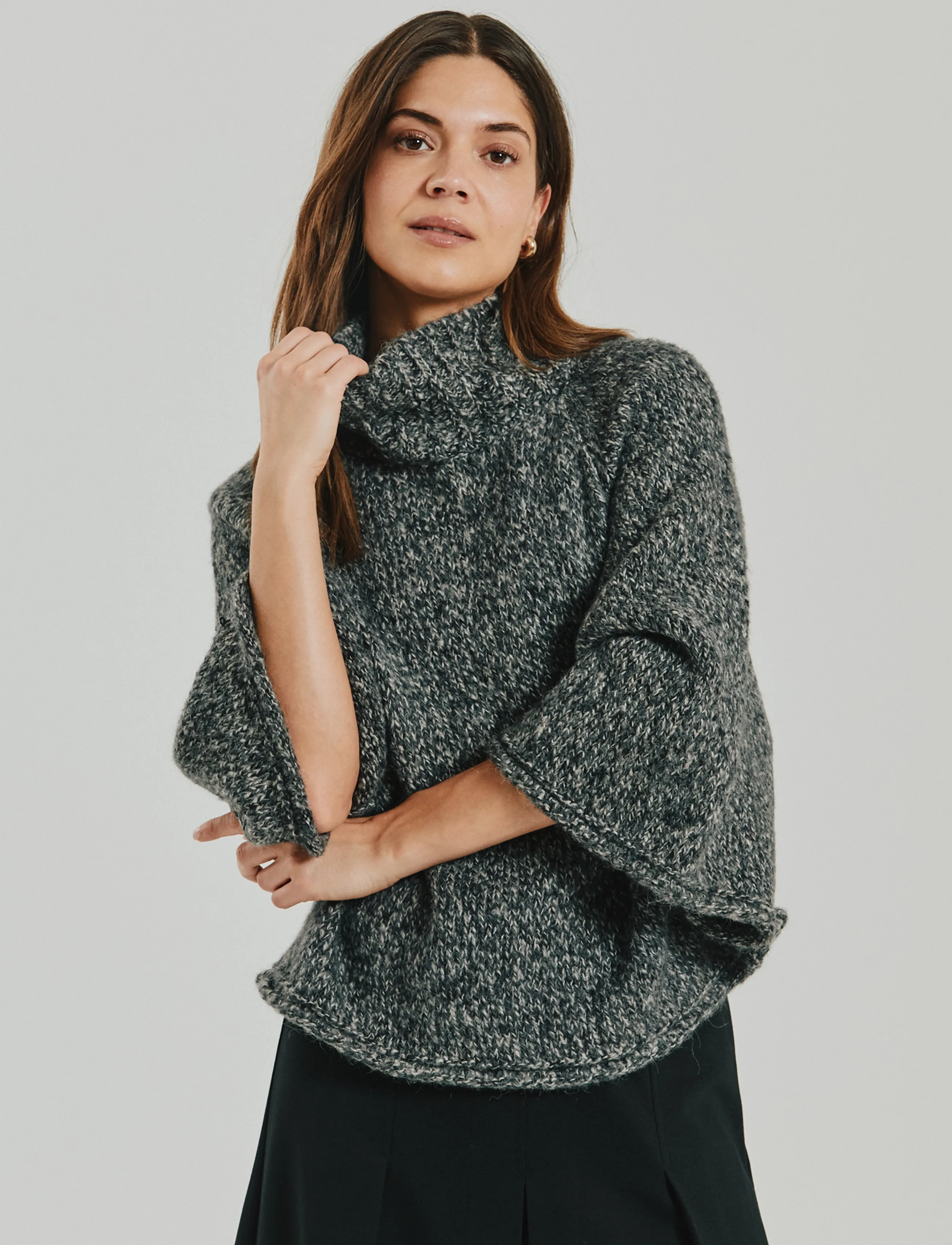 FREE/QUENT - FQSELINA-CAPE - rullekraver - dark grey melange - 0