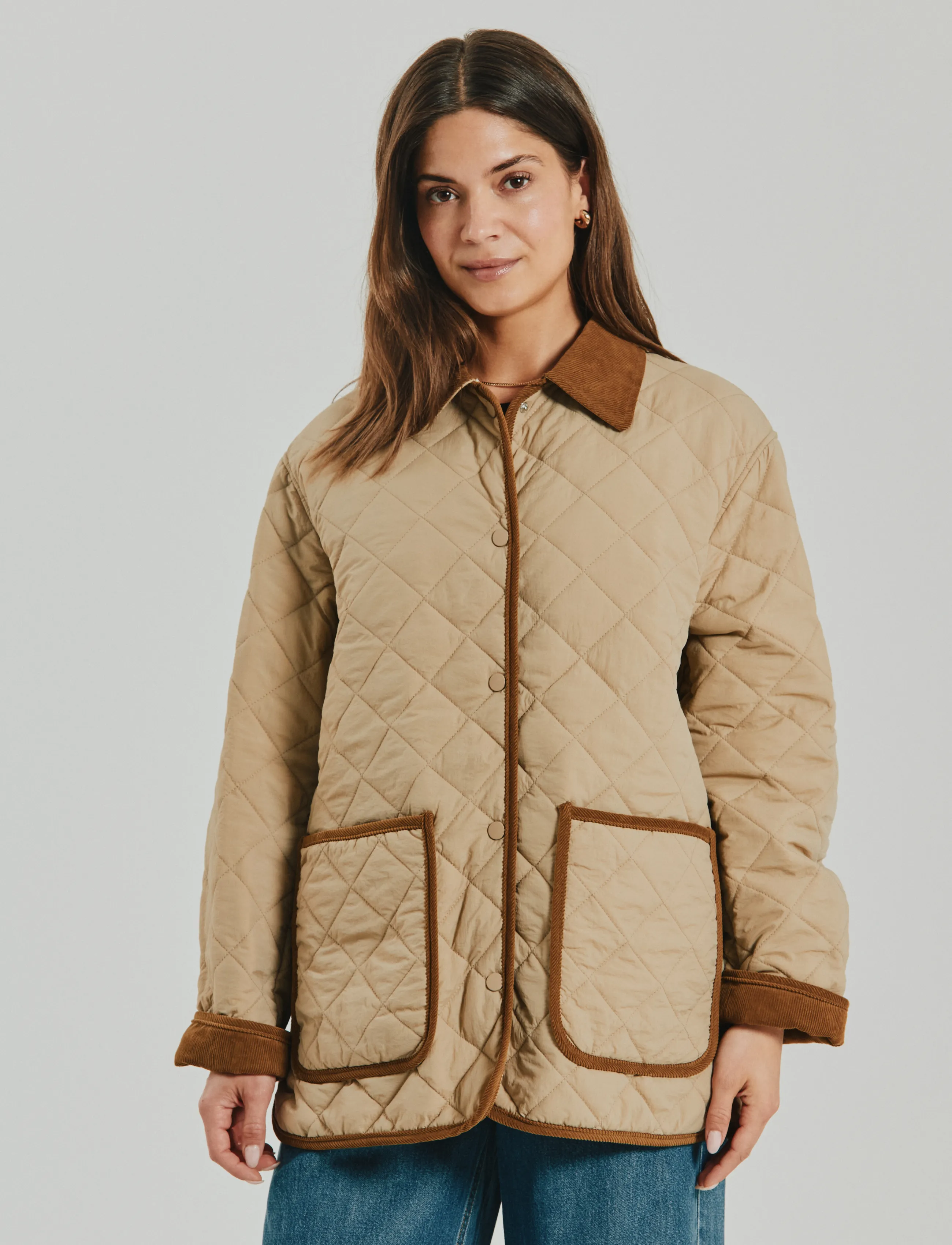 FREE/QUENT FQDIANA-JACKET - Quilted jackets - SILVER MINK / beige