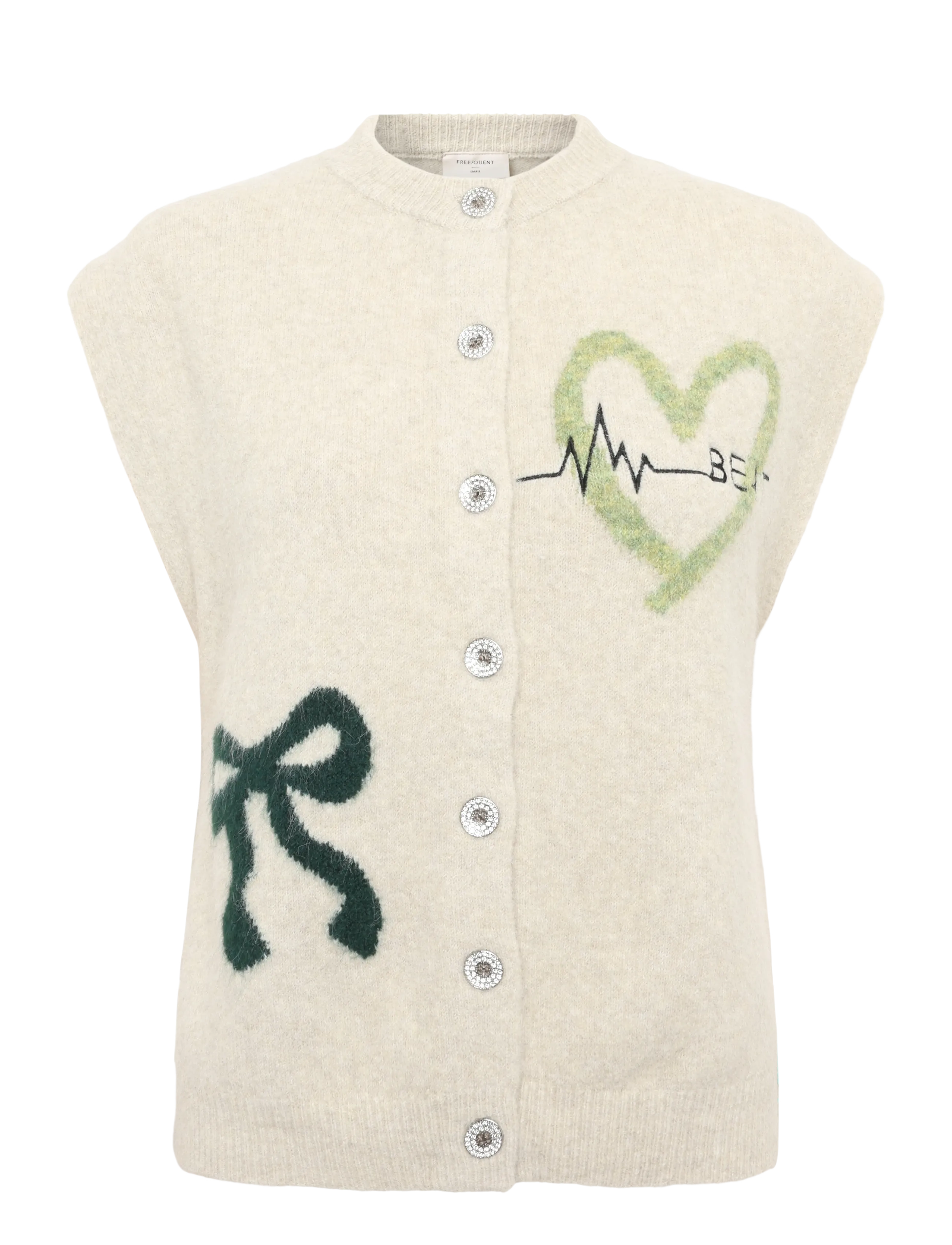 FREE/QUENT FQNOMAS-VEST - FREE|QUENT - OYSTER GR ML W DEEP FOREST ML / cream