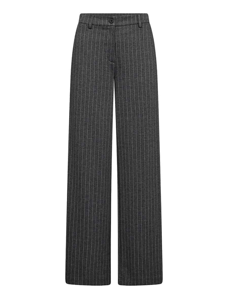 FREE/QUENT - FQLANNI-PANTS - hosen mit weitem bein - dark grey mel w star off-white - 0
