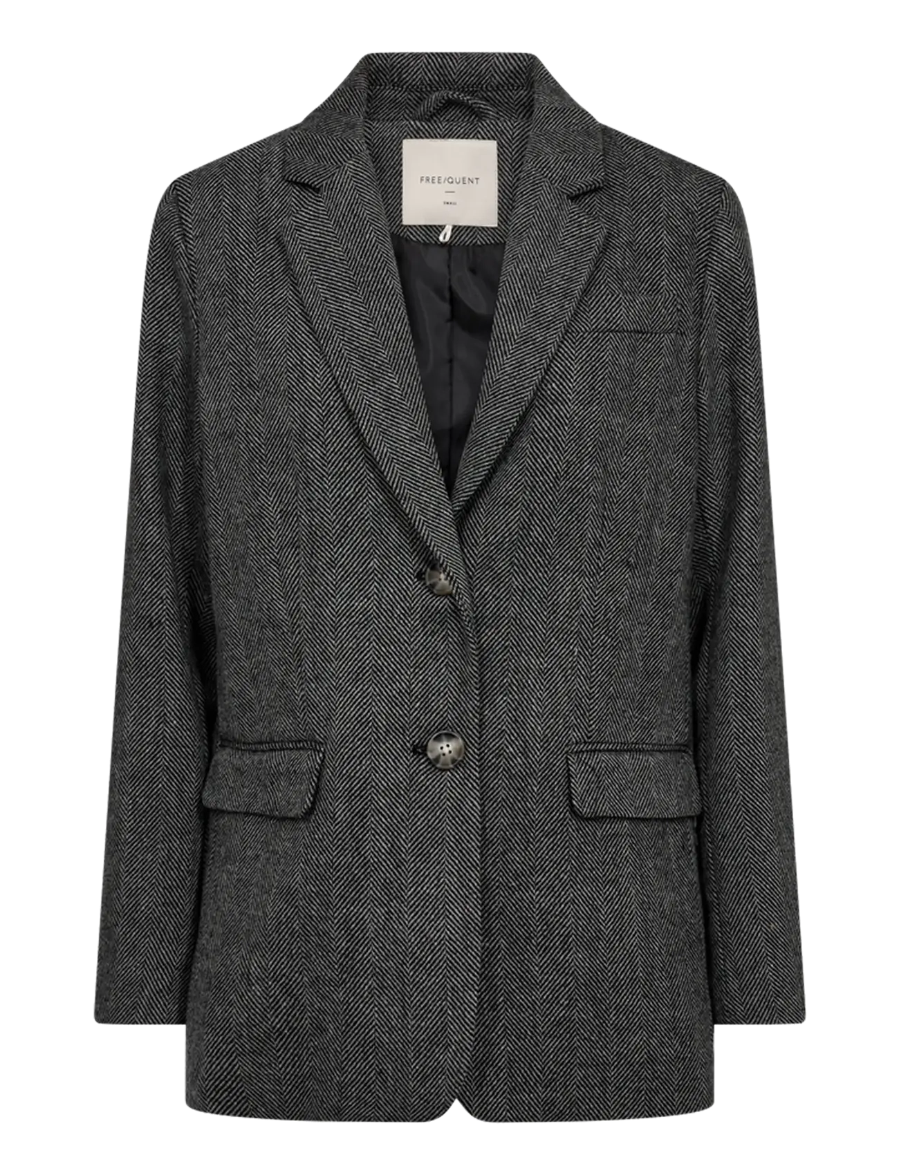 FREE/QUENT FQZANGO-JACKET - Single breasted blazers - BLACK W. MEDIUM GREY MEL. / grey