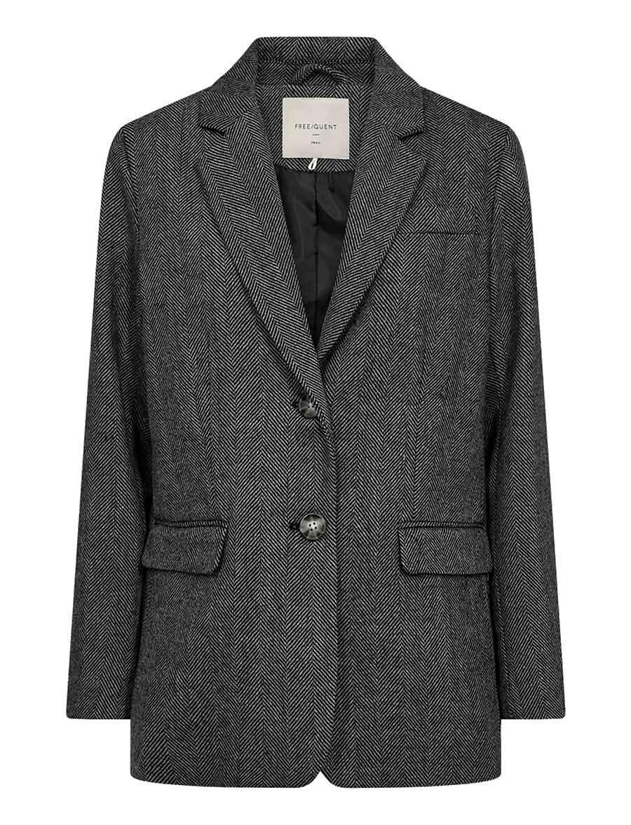 FREE/QUENT - FQZANGO-JACKET - single breasted blazers - black w. medium grey mel. - 1