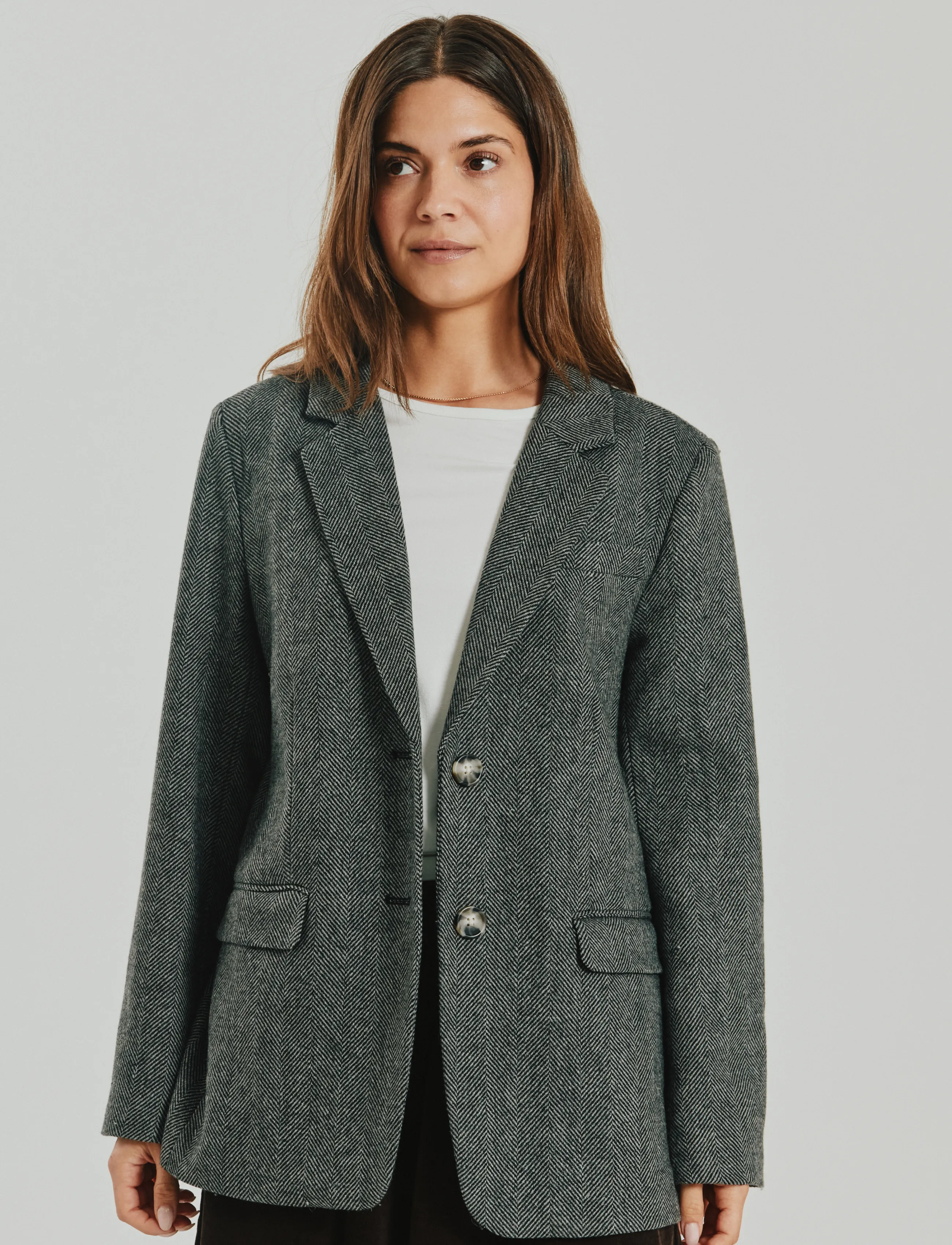 FREE/QUENT - FQZANGO-JACKET - single breasted blazers - black w. medium grey mel. - 4