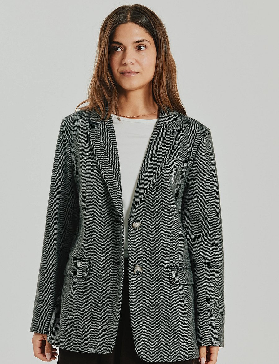 FREE/QUENT - FQZANGO-JACKET - single breasted blazers - black w. medium grey mel. - 4