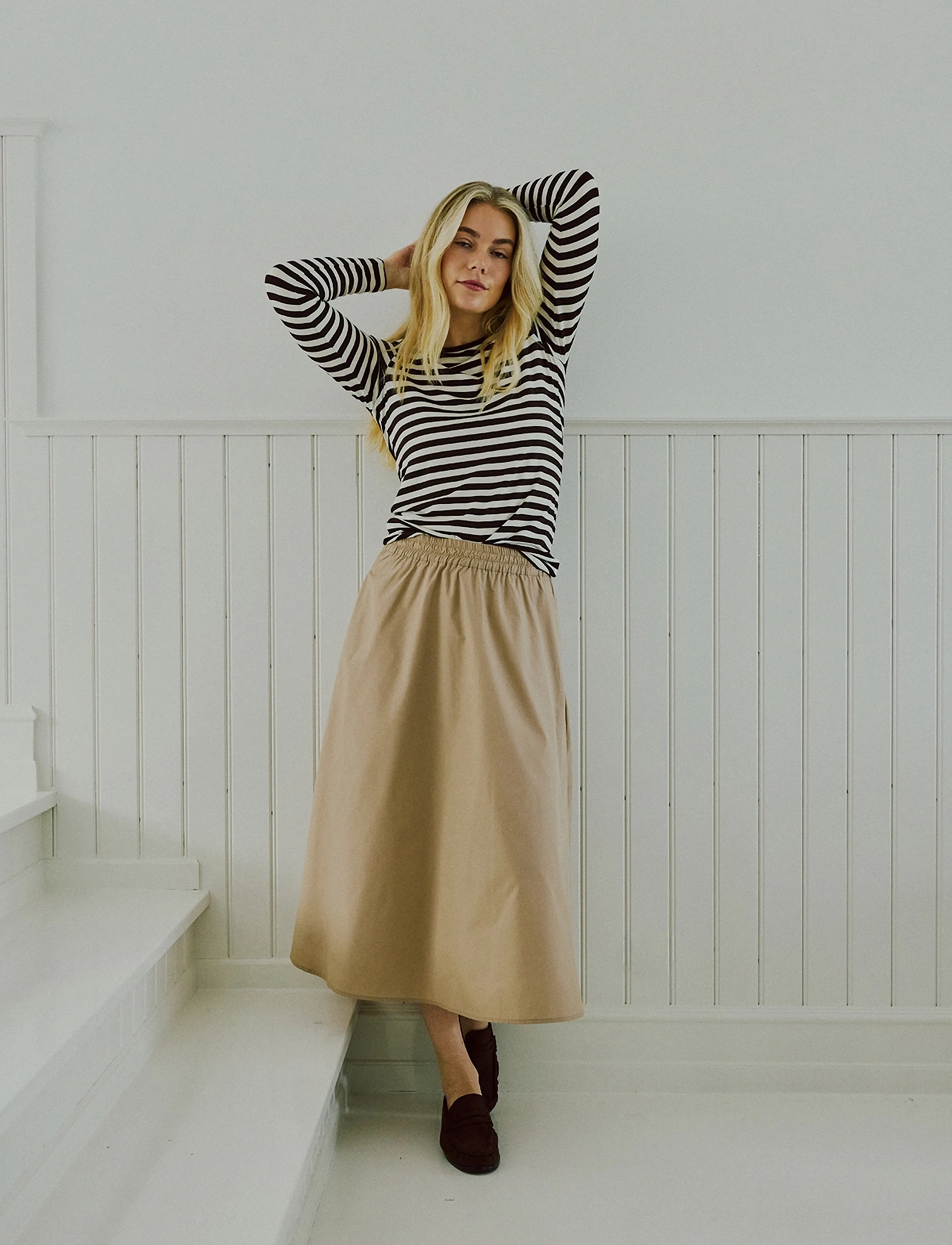 FREE/QUENT FQBREEZE-SKIRT - Midi nederdele - SILVER MINK / beige