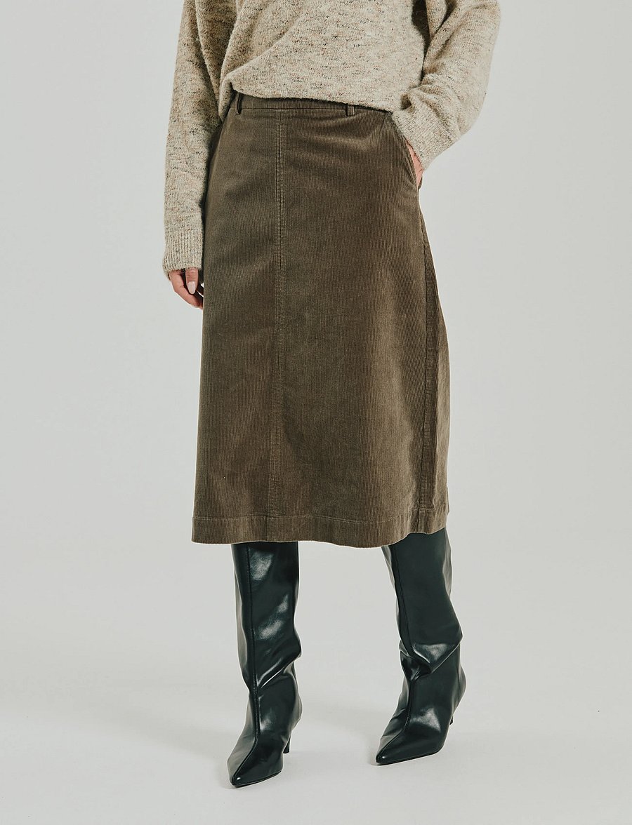FREE/QUENT - FQCORDY-SKIRT - midi-röcke - morel - 3