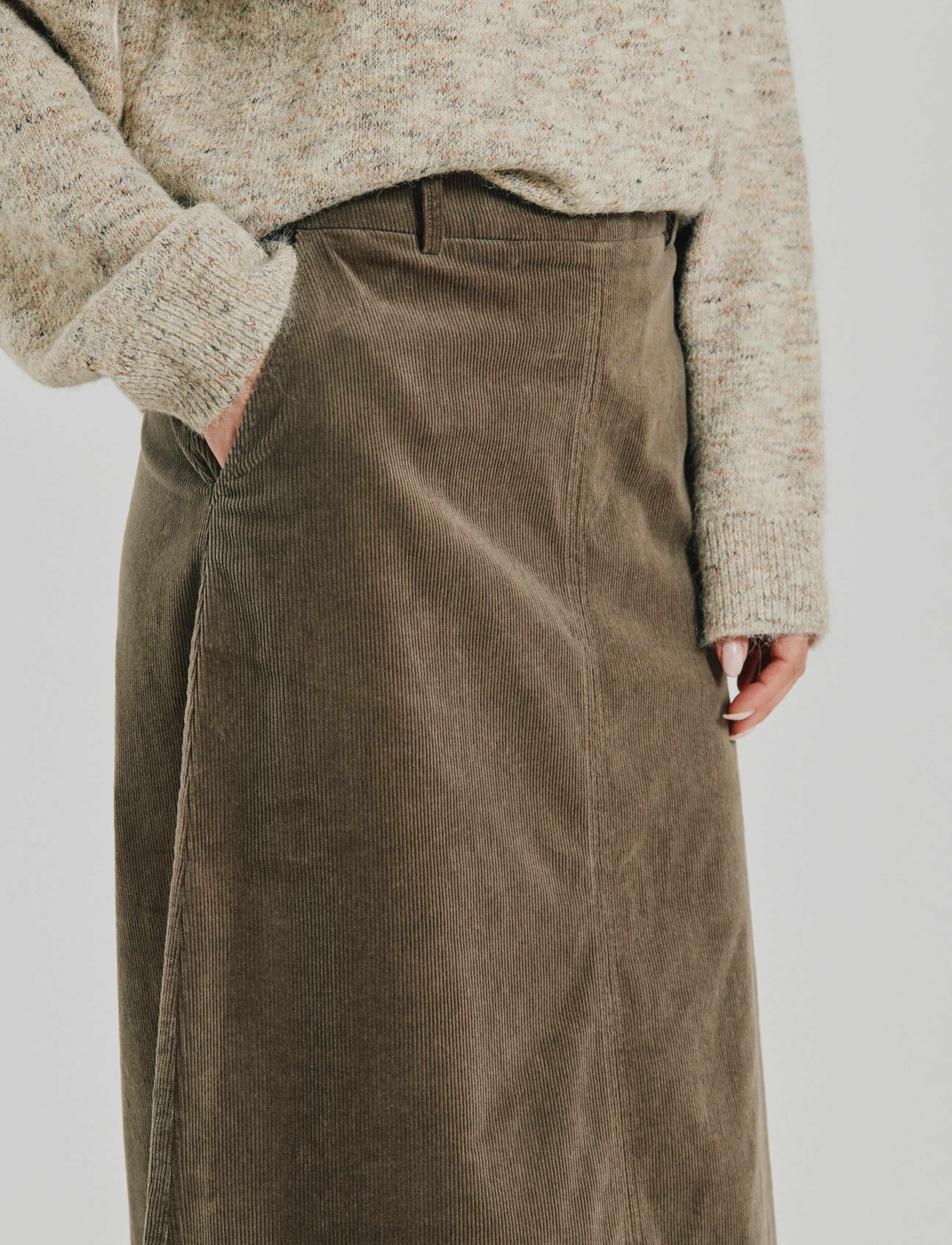 FREE/QUENT - FQCORDY-SKIRT - midi skirts - morel - 4