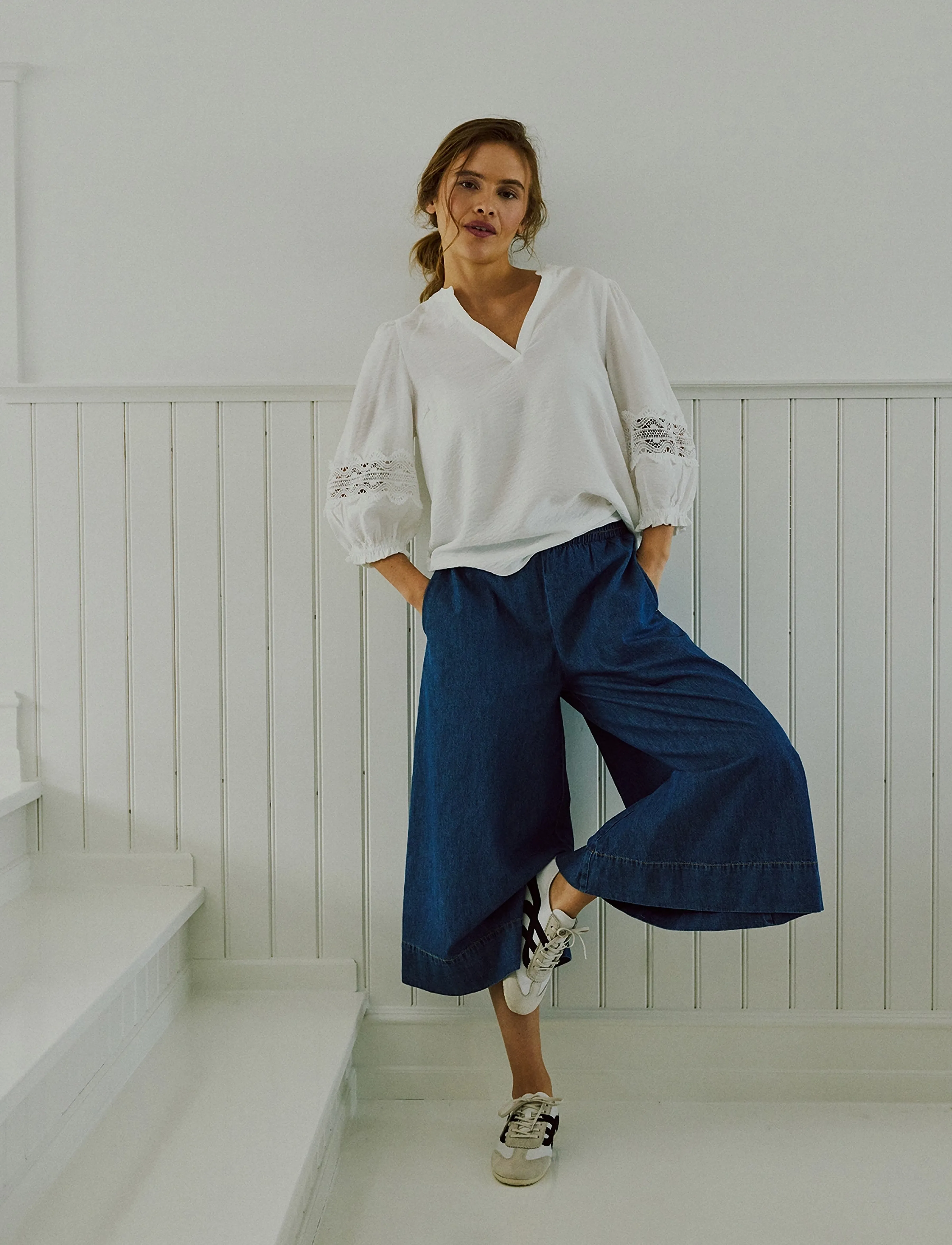 FREE/QUENT FQLISEA-PANTS - Jaunumi - MEDIUM BLUE DENIM / blue